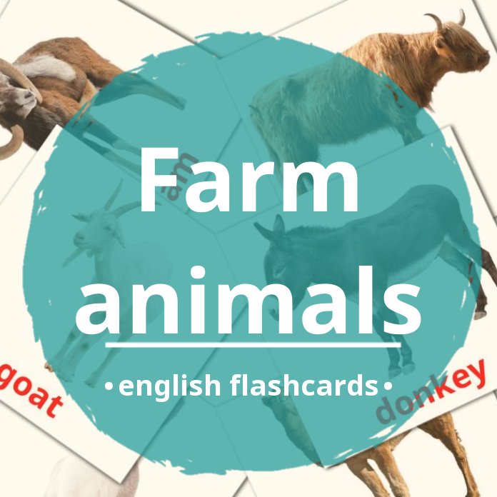 15 FREE Farm animals Flashcards in 4 PDF formats | English Pictures