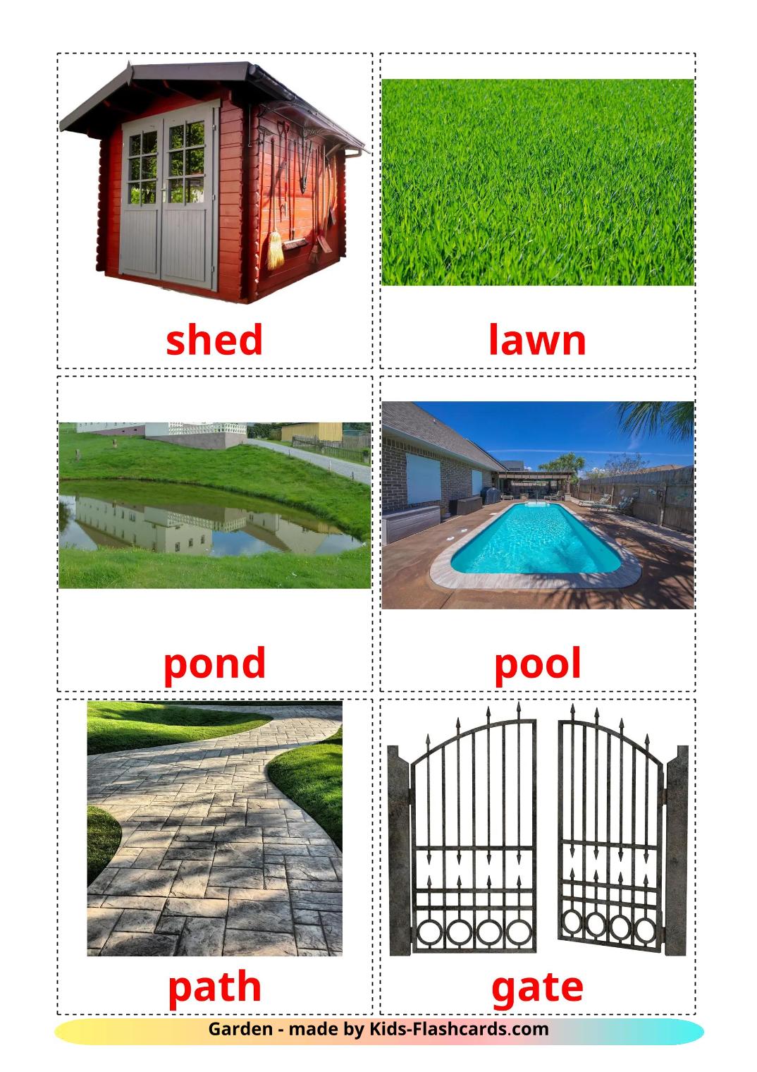 Jardin - 19 Flashcards anglais imprimables gratuitement