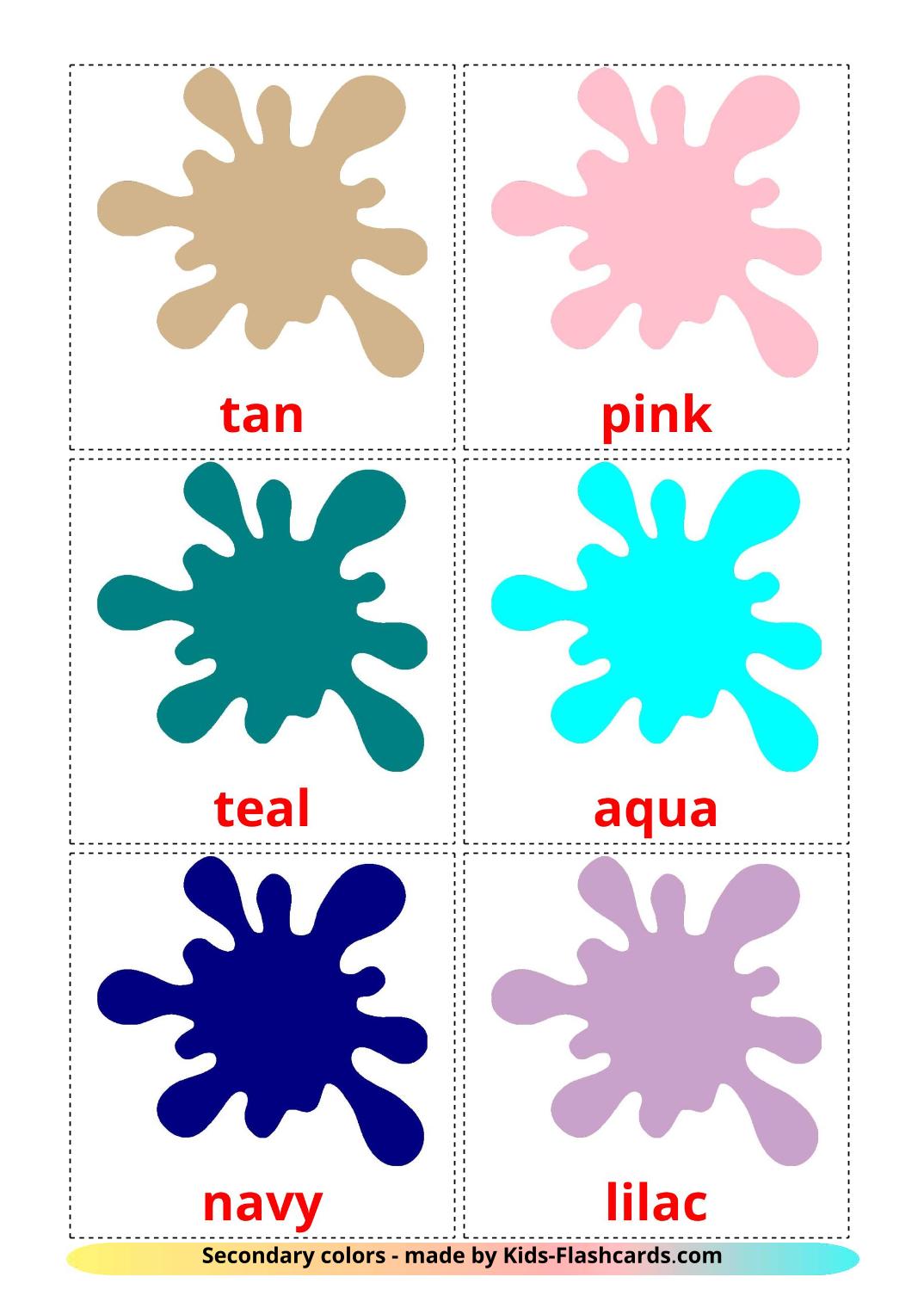 Secondary colors - 20 Free Printable english Flashcards 
