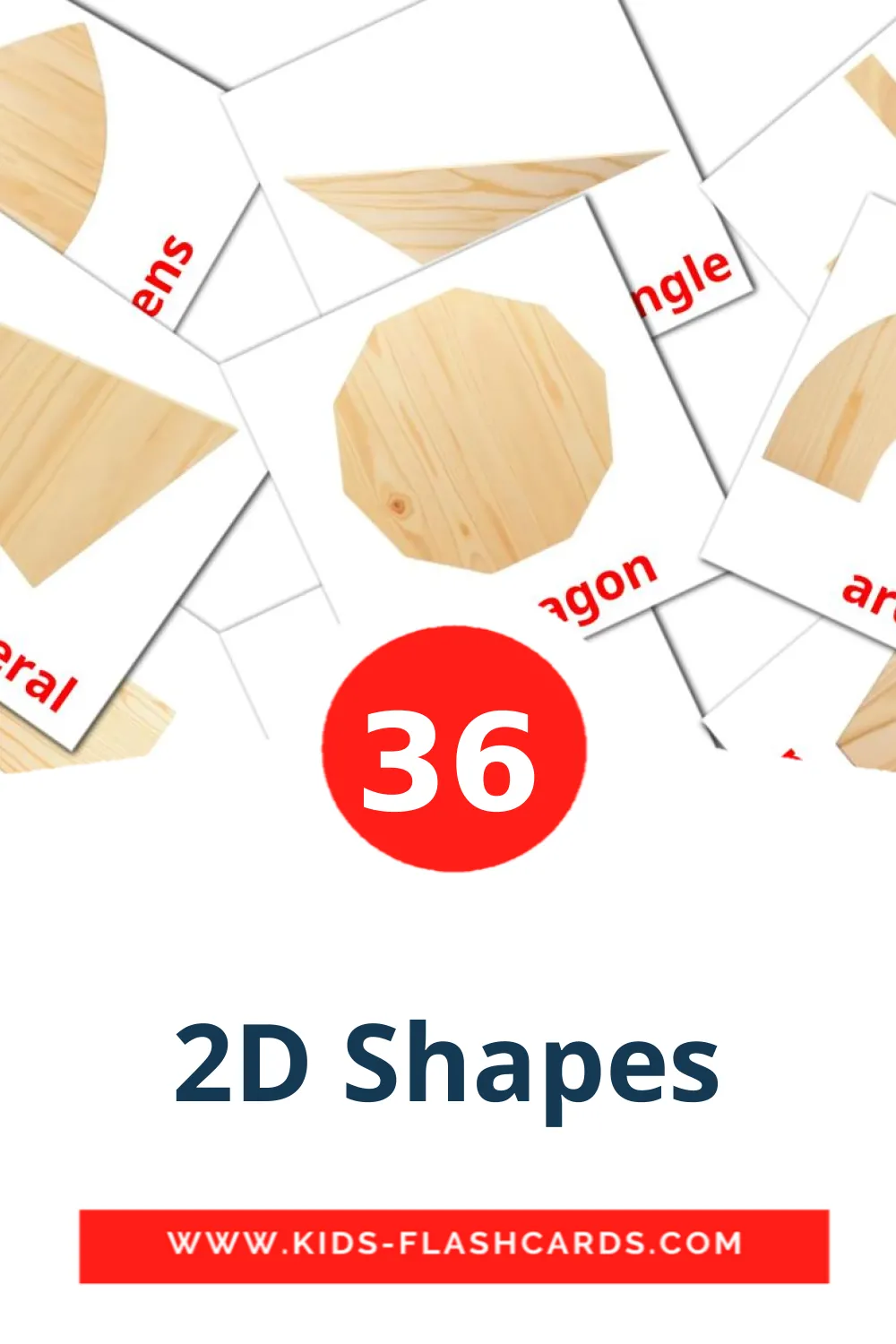 36 Cartões com Imagens de 2D Shapes para Jardim de Infância em inglês