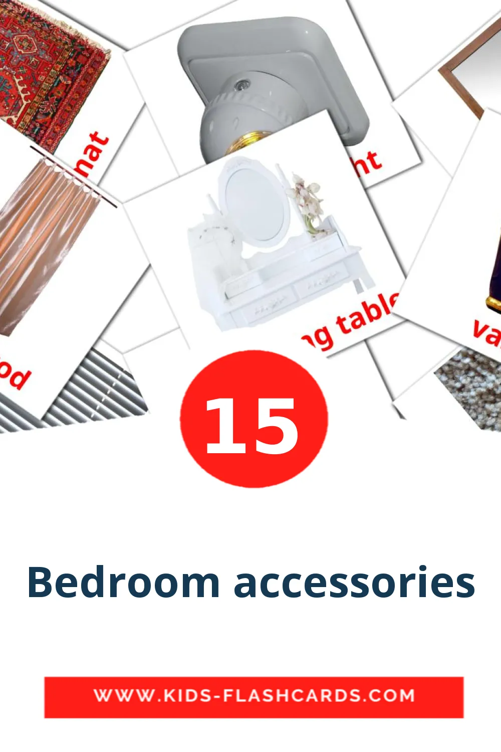 15 Bedroom accessories Picture Cards for Kindergarden in english