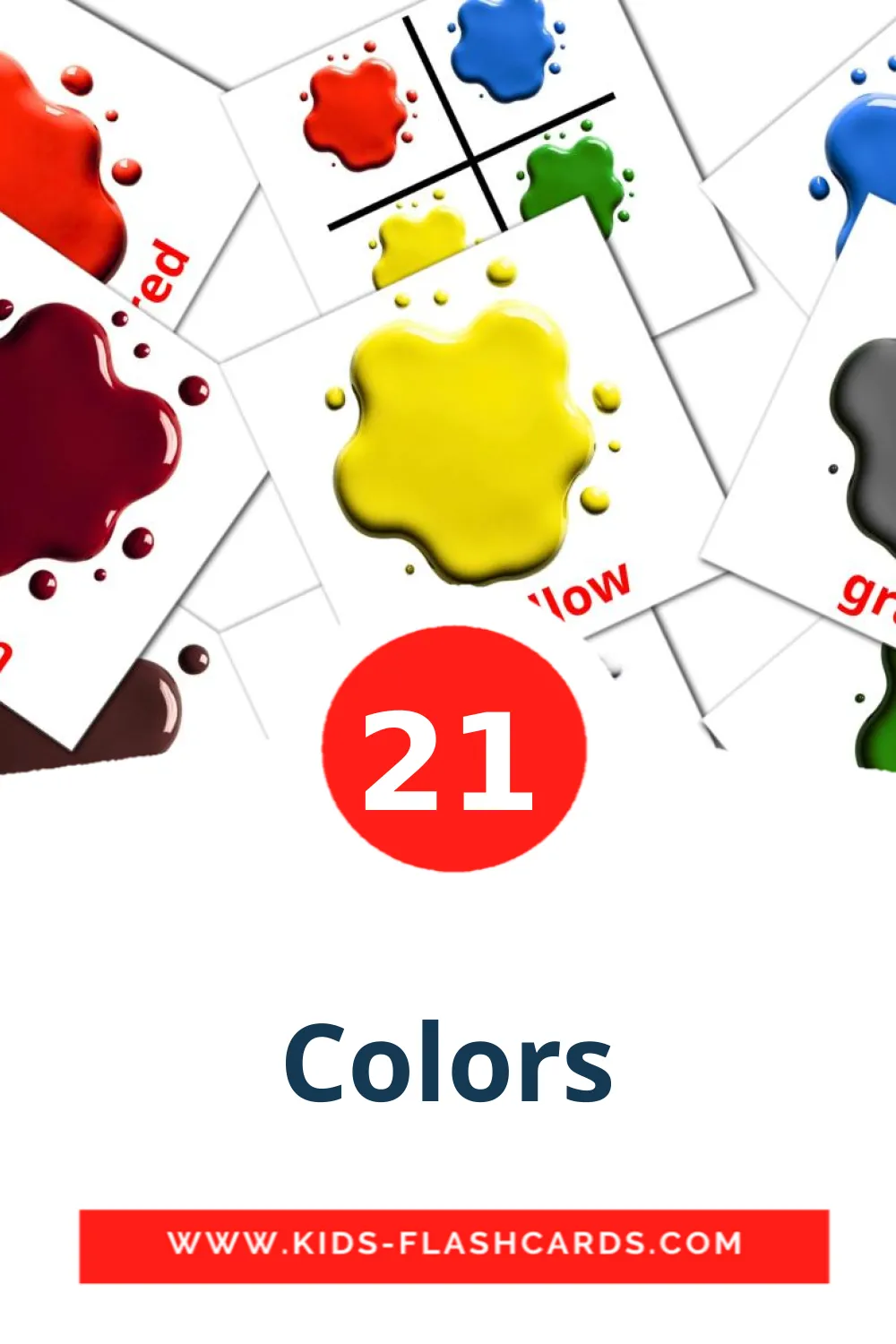 21 carte illustrate di Colors per la scuola materna in inglese