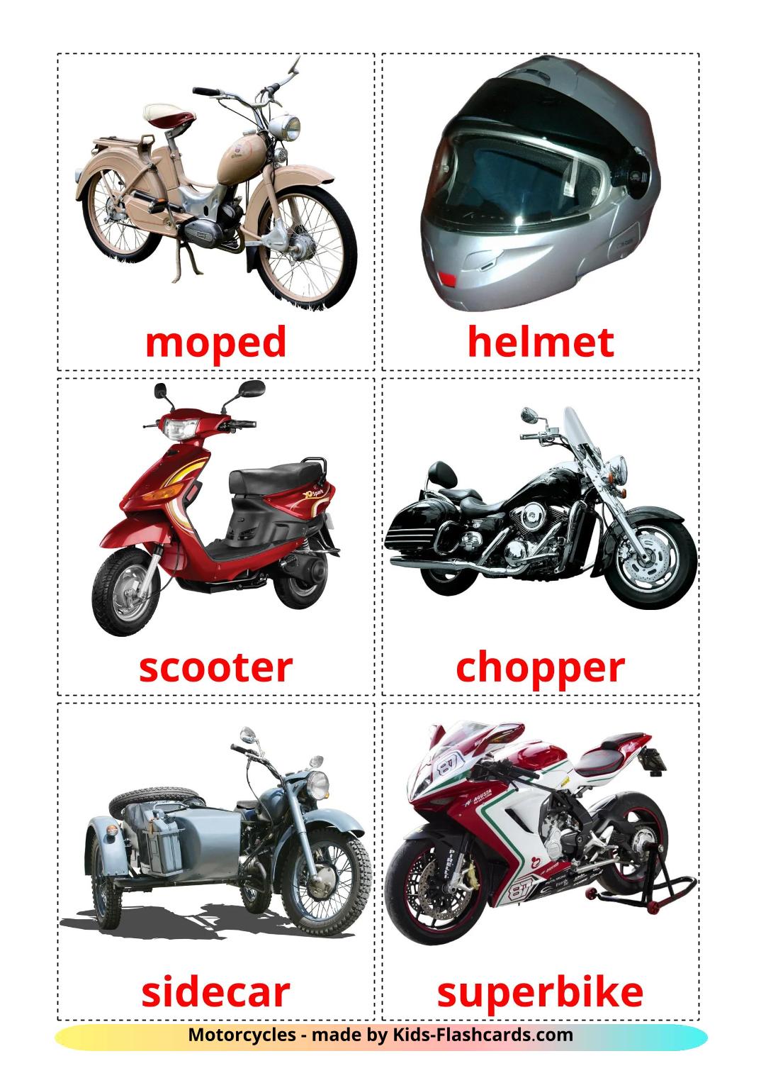 Motorräder - 13 kostenlose, druckbare Englisch Flashcards 