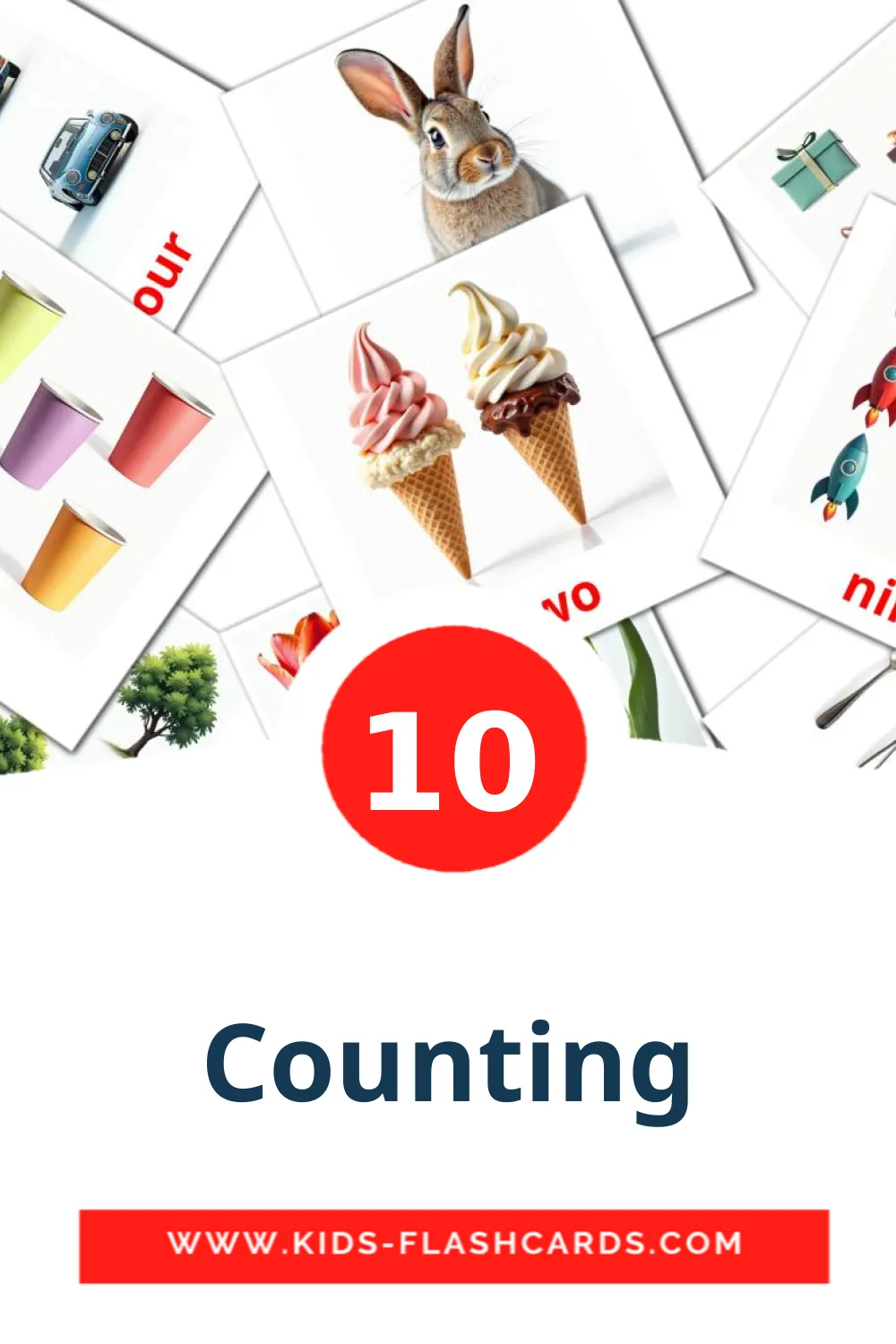 10 Counting Bildkarten für den Kindergarten auf Englisch