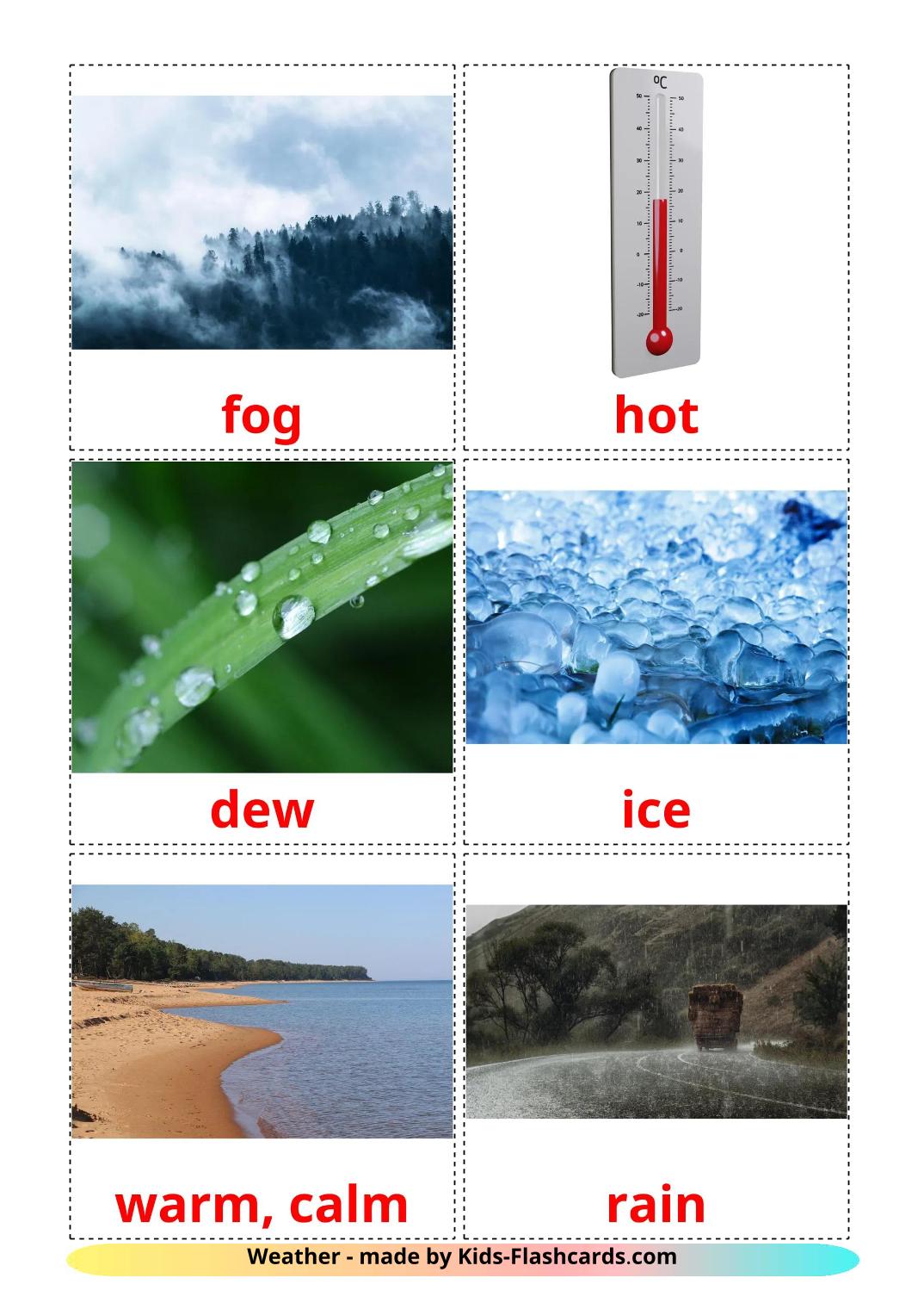 Weather - 32 Free Printable english Flashcards 