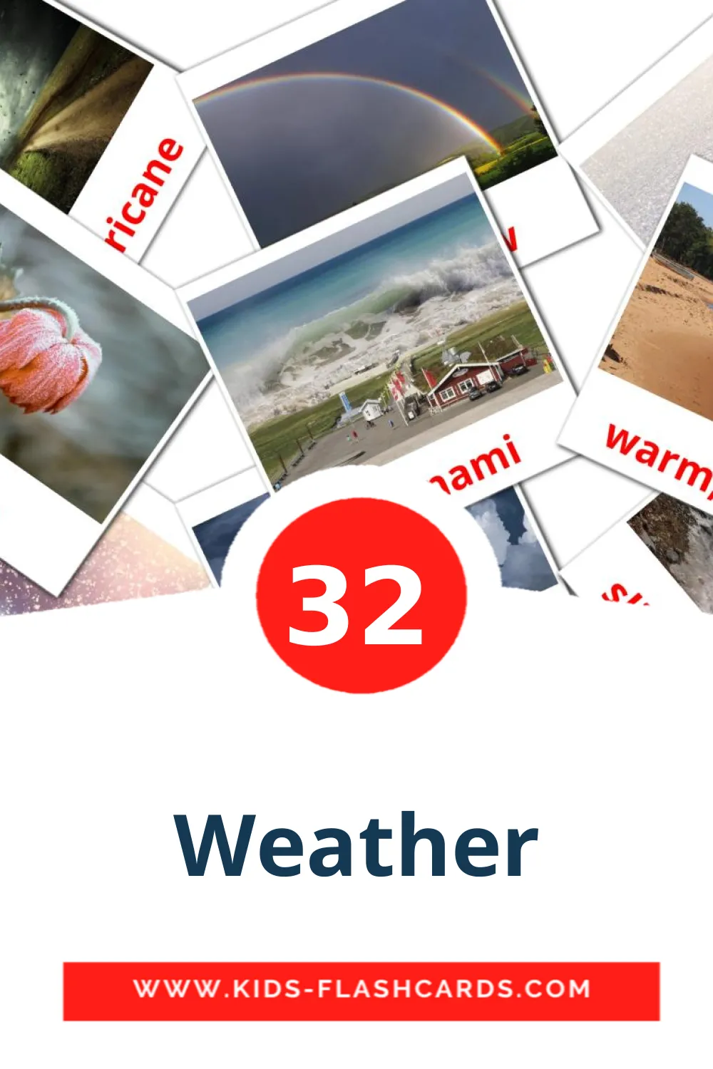 32 Weather Picture Cards for Kindergarden in english