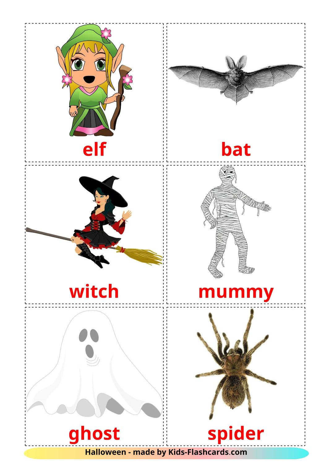 Halloween - 17 kostenlose, druckbare Englisch Flashcards 