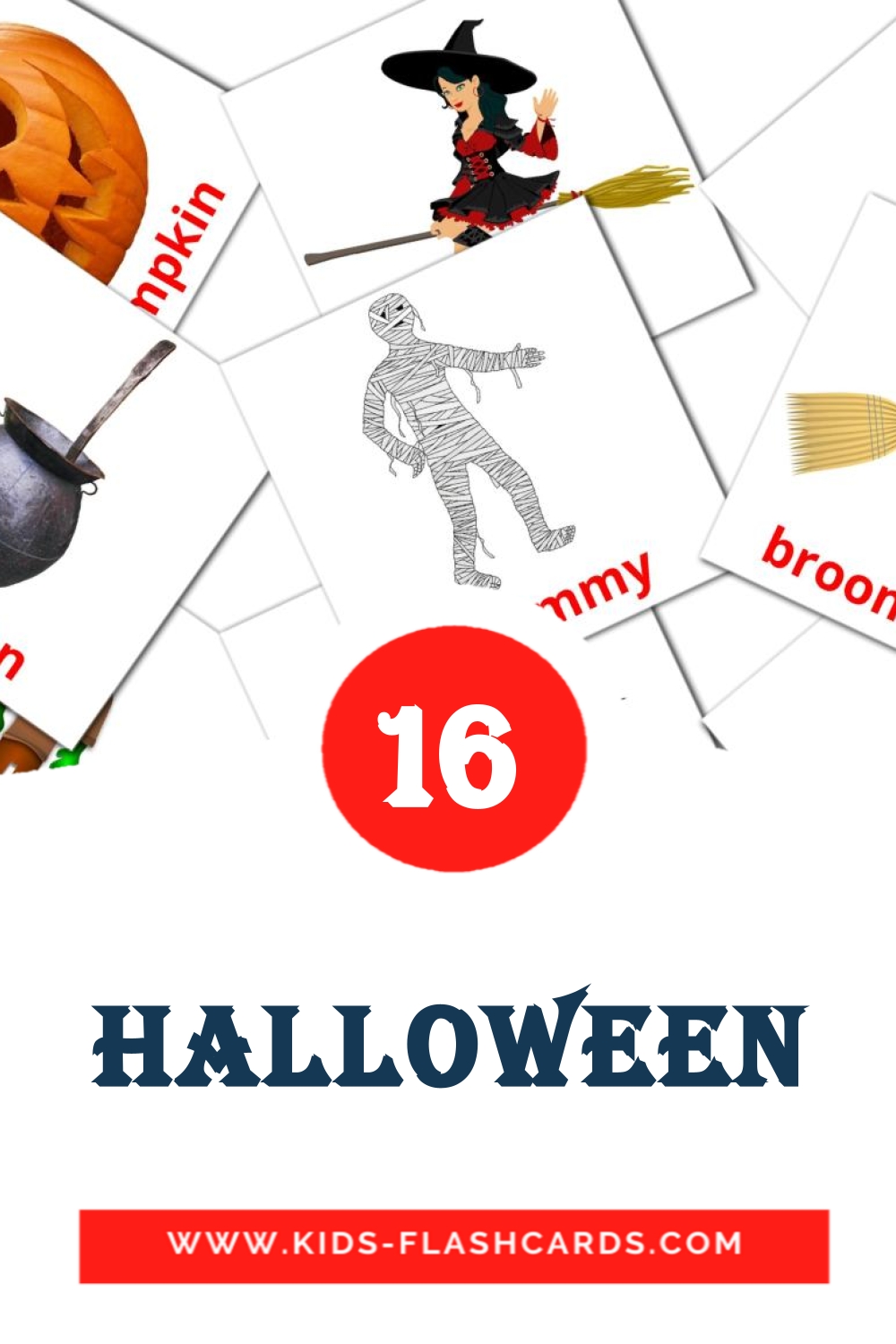 Halloween на английском для Детского Сада (16 карточек)