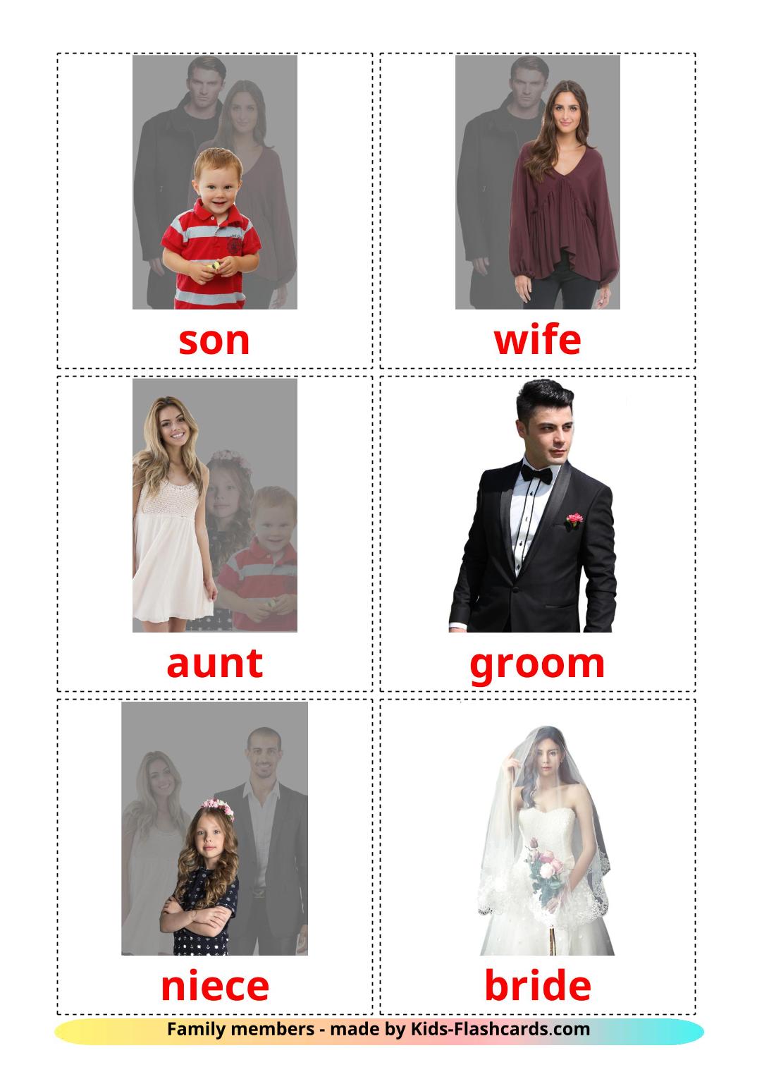 Family members - 32 Free Printable english Flashcards 