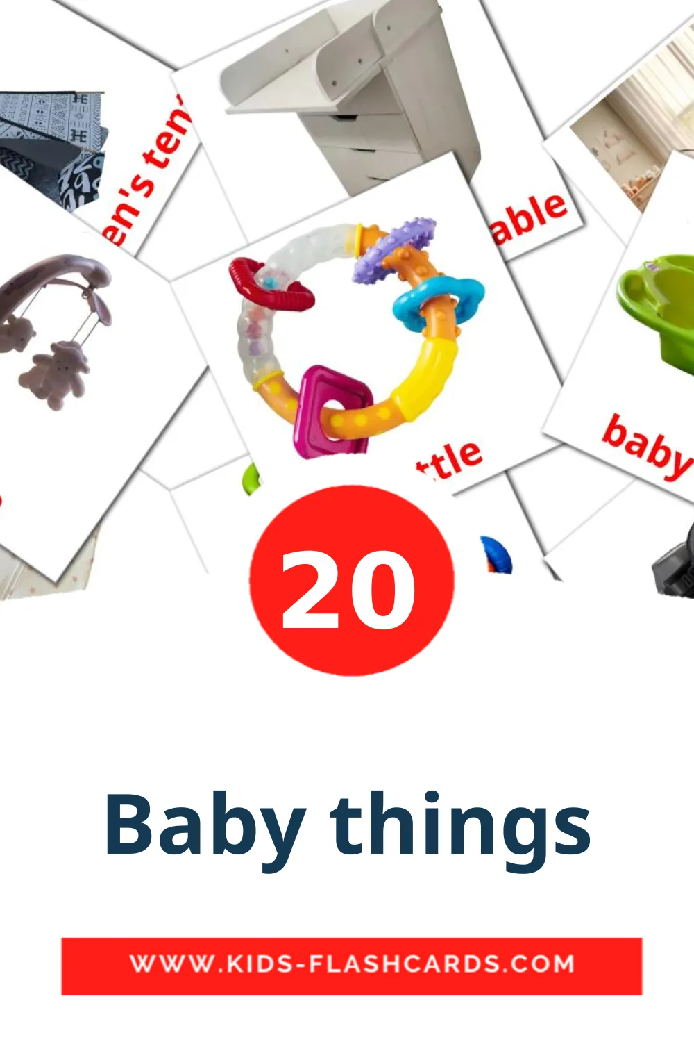 20 Baby things Bildkarten für den Kindergarten auf Englisch