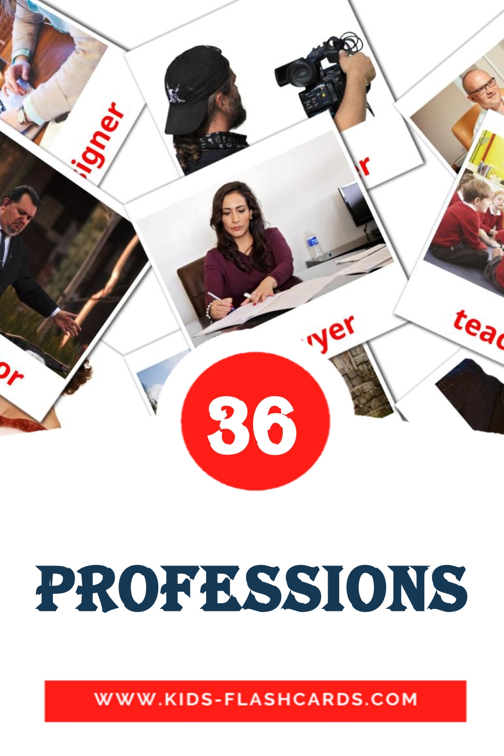 36 Professions Picture Cards for Kindergarden in english