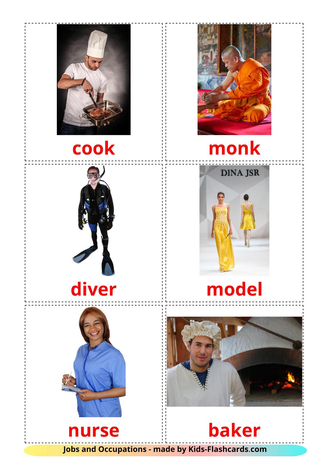 Jobs and Occupations - 51 Free Printable english Flashcards 