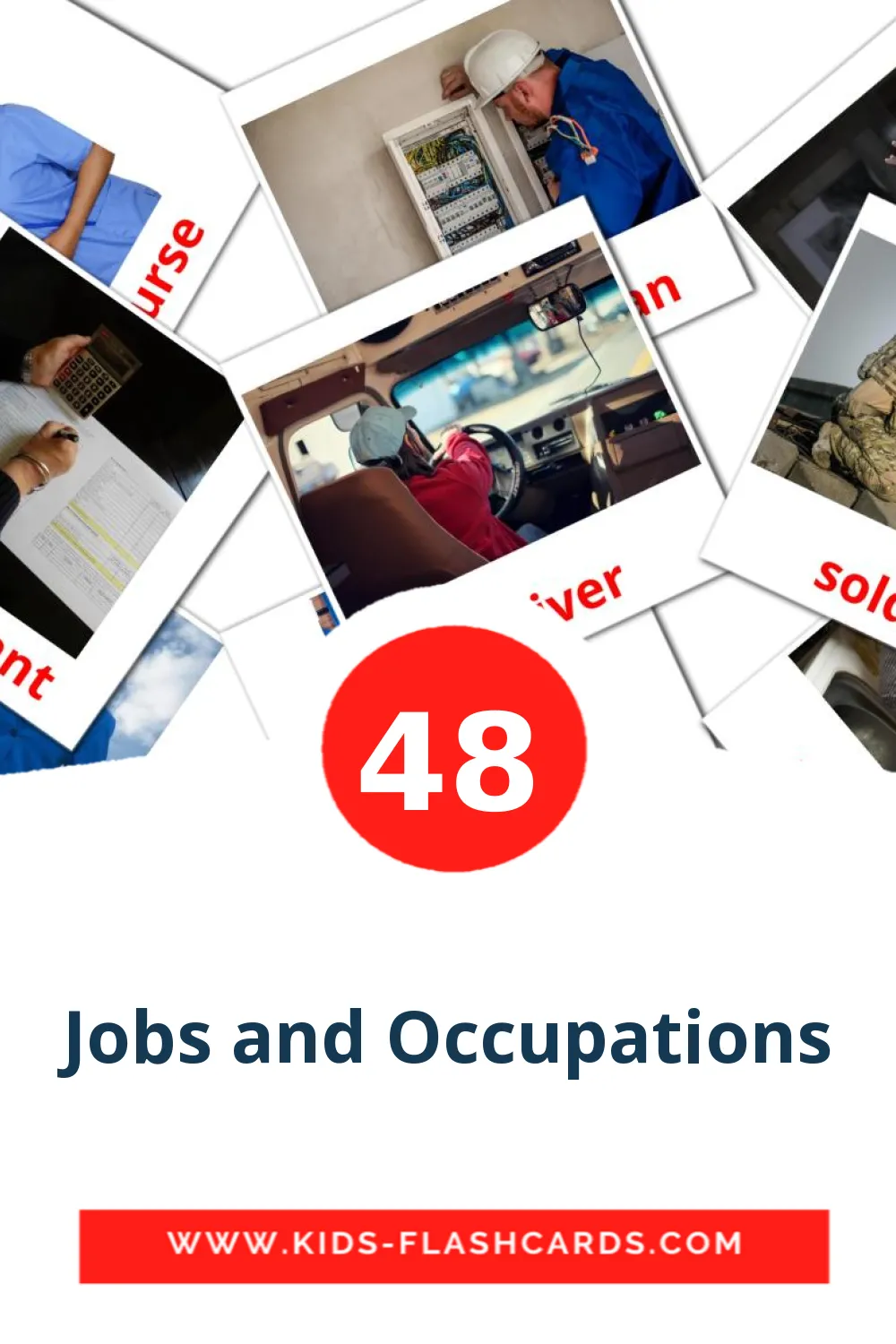 48 cartes illustrées de Jobs and Occupations pour la maternelle en anglais