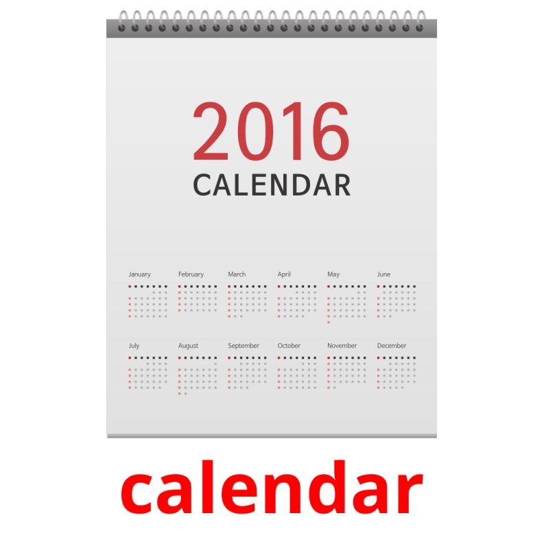 calendar Tarjetas didacticas