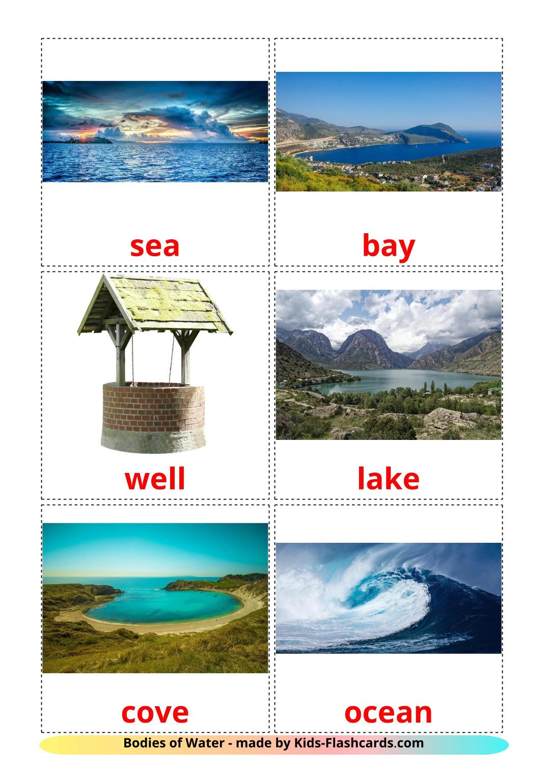 Éléments d'eau - 30 Flashcards anglais imprimables gratuitement