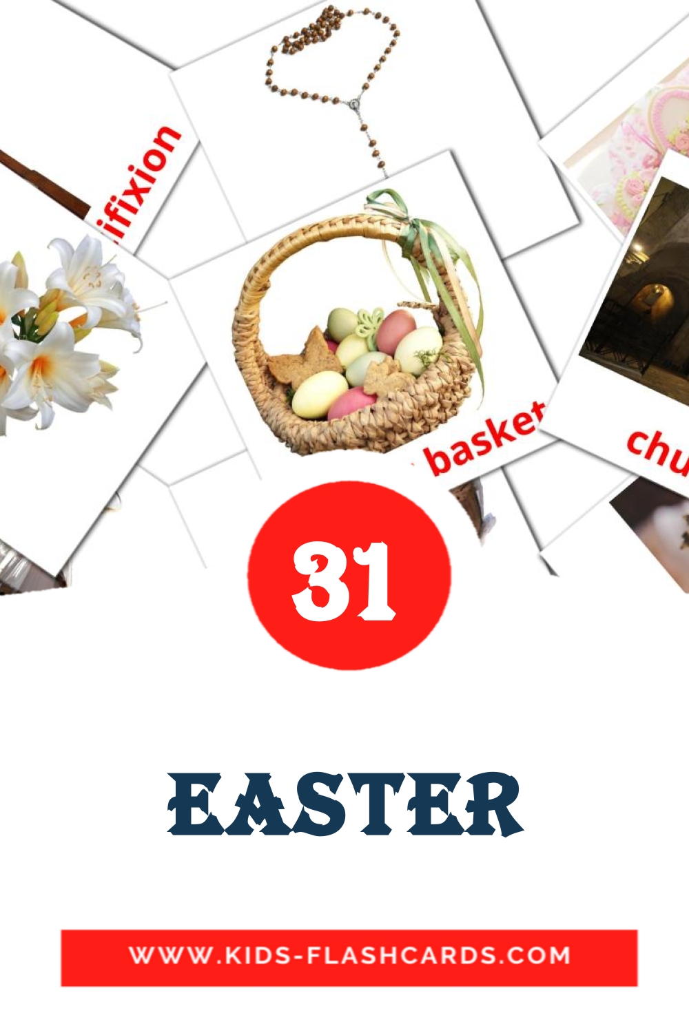 31 cartes illustrées de Easter pour la maternelle en anglais