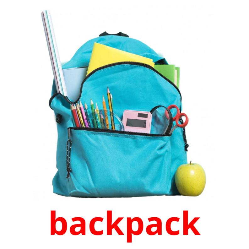 backpack picture flashcards