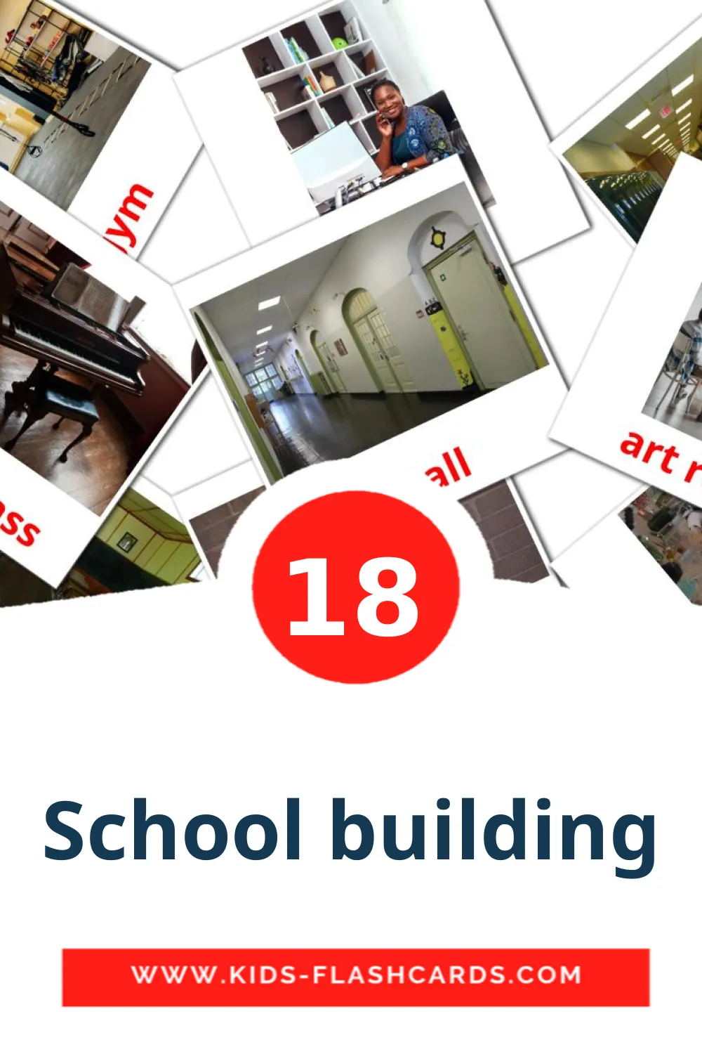 18 Cartões com Imagens de School building para Jardim de Infância em inglês