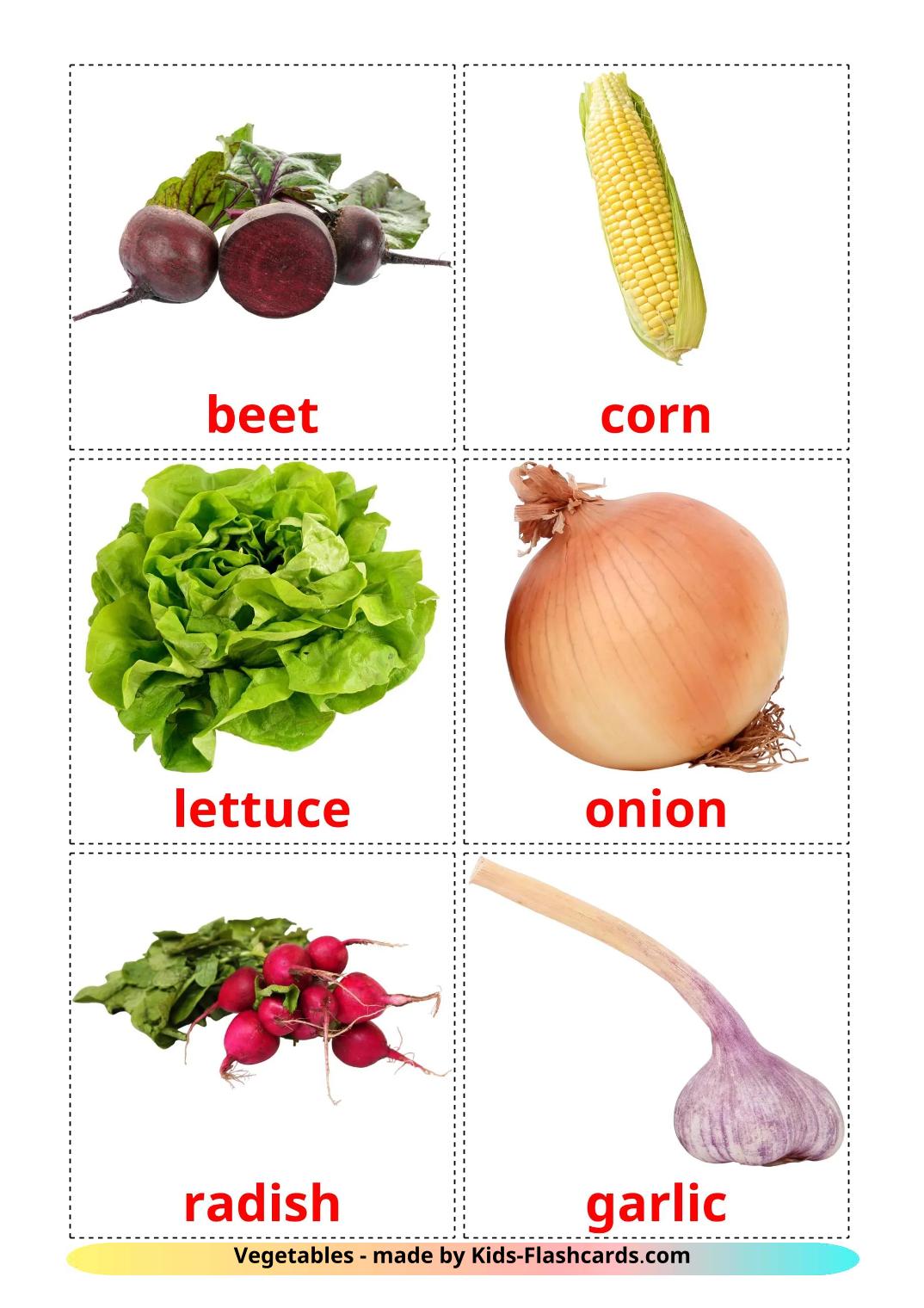 Free Printable Vegetables Flashcards For Kindergarten - Printable Online