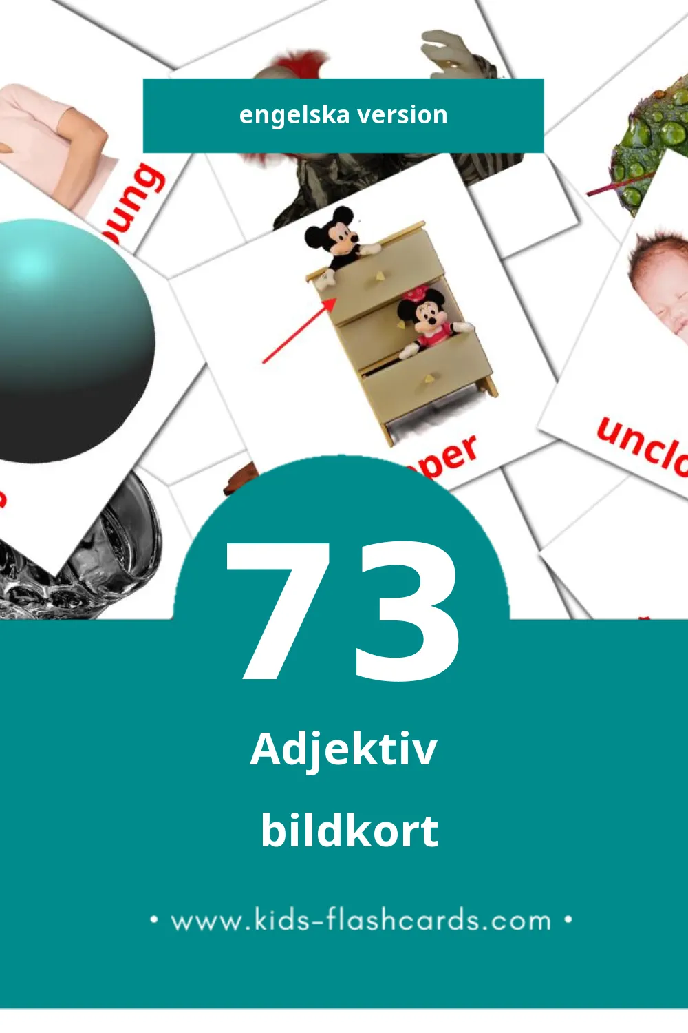Visuella Adjectives för småbarn (73 bildkort för barn på Engelska)