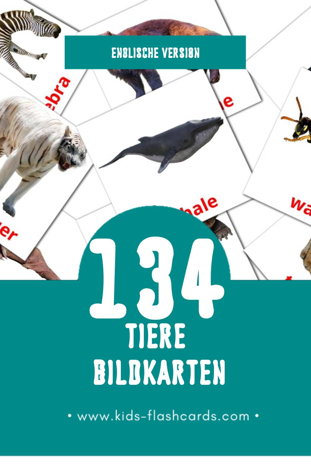 Visual Animals Flashcards für Kleinkinder (134 Karten in Englisch)