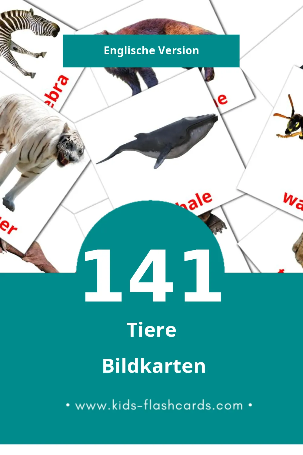 Visual Animals Flashcards für Kleinkinder (141 Karten in Englisch)