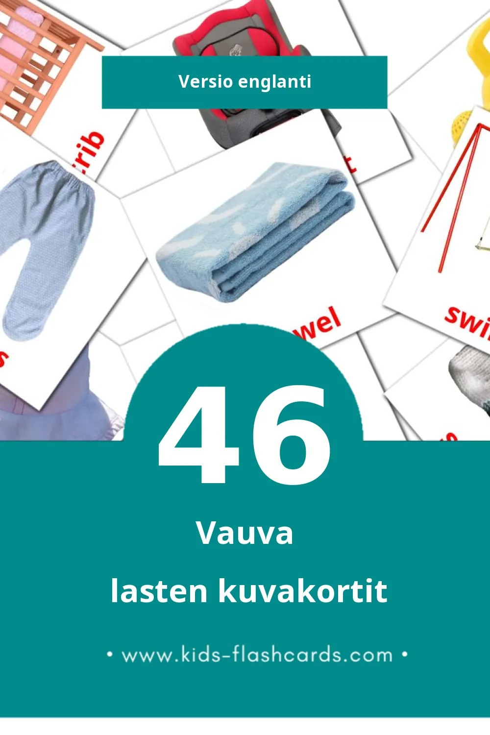 Baby lasten kuvakortit pikkulapsille (46 korttia Englantiksi)