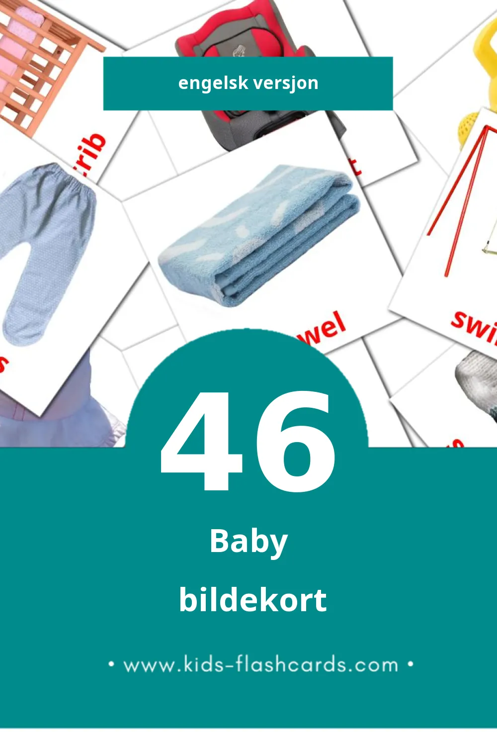 Visuelle Baby bildekort for småbarn (46 kort på Engelsk)