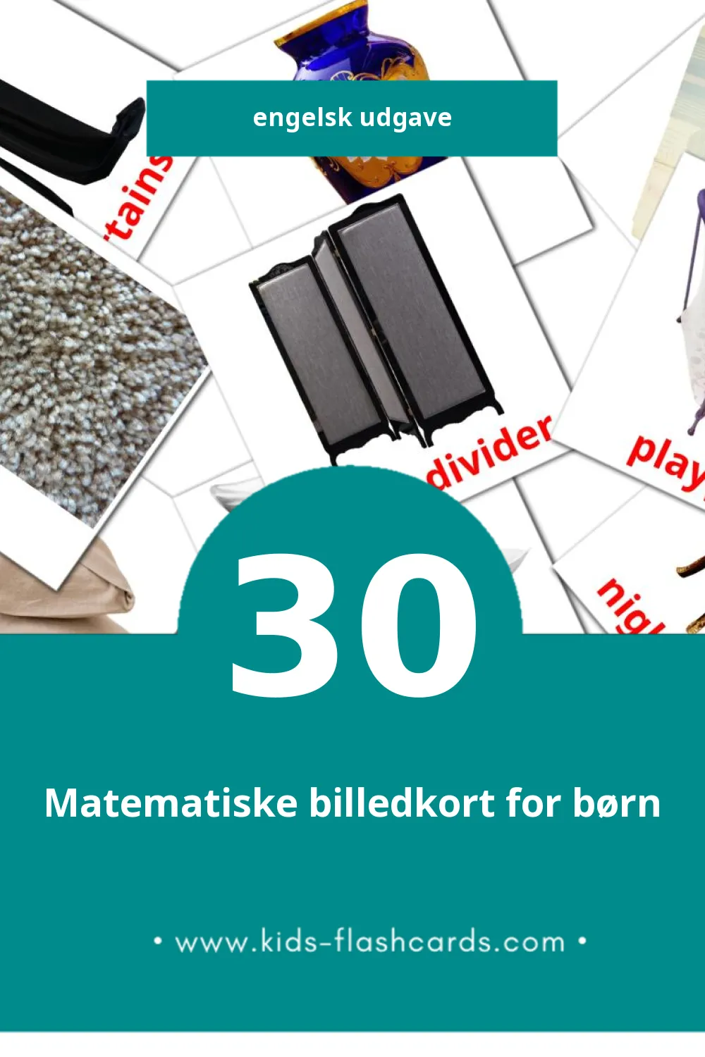 Visuelle billedkort for børn om Bedroom til småbørn (30 kort på Engelsk)