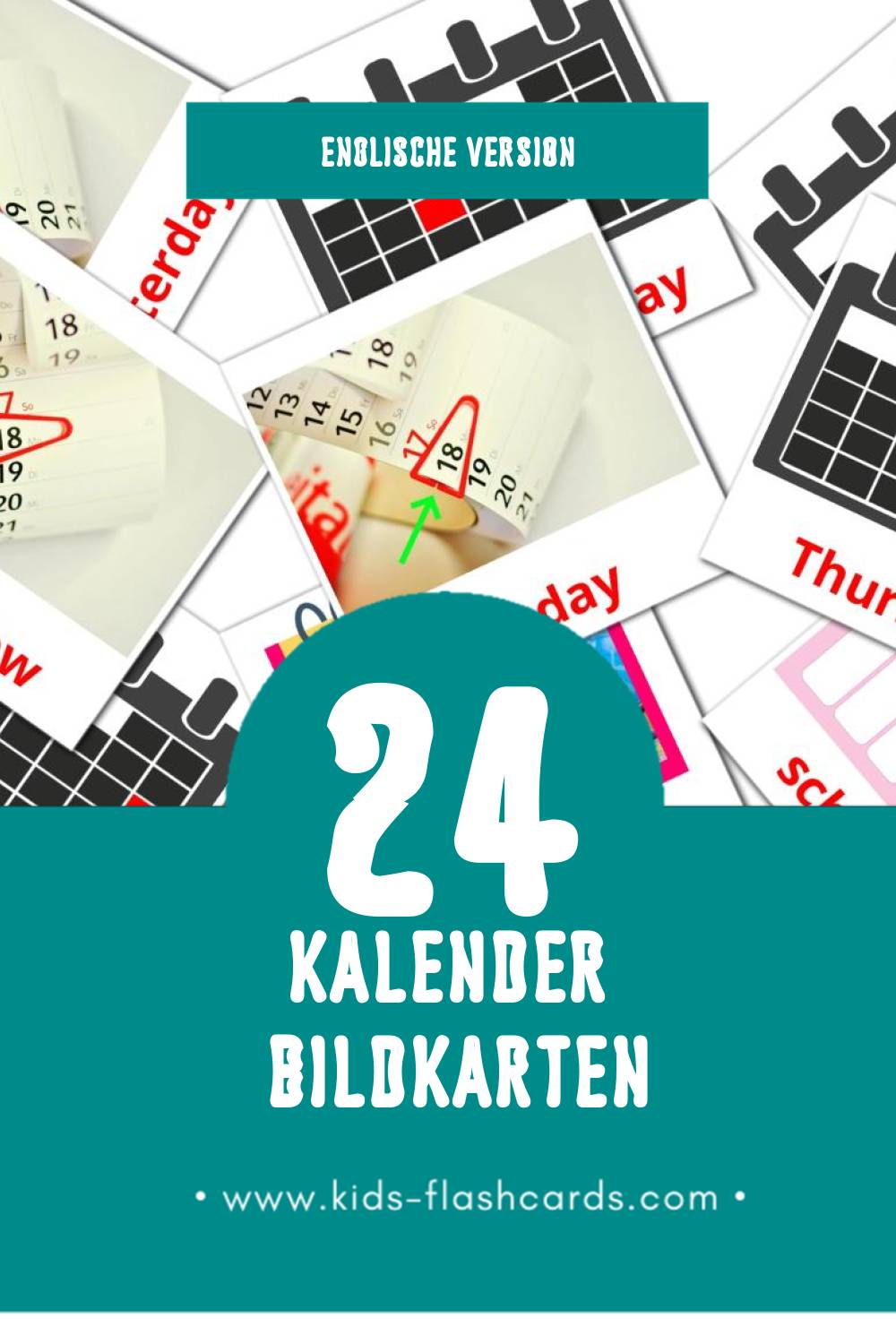 Visual Calendar Flashcards für Kleinkinder (24 Karten in Englisch)