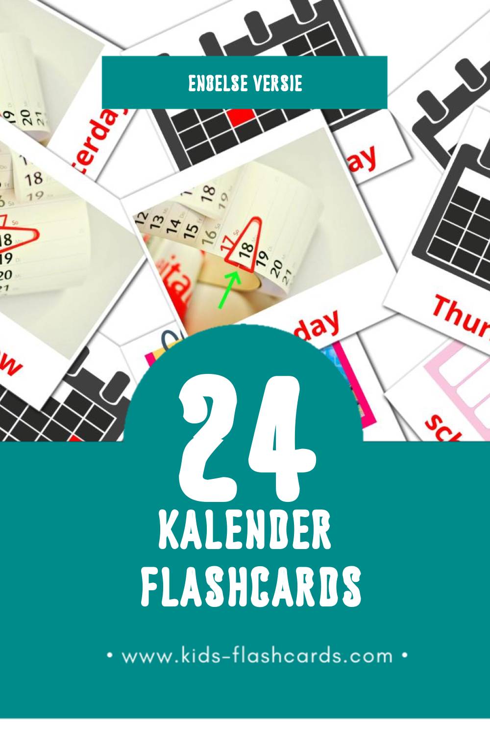 Visuele Calendar Flashcards voor Kleuters (24 kaarten in het Engels)