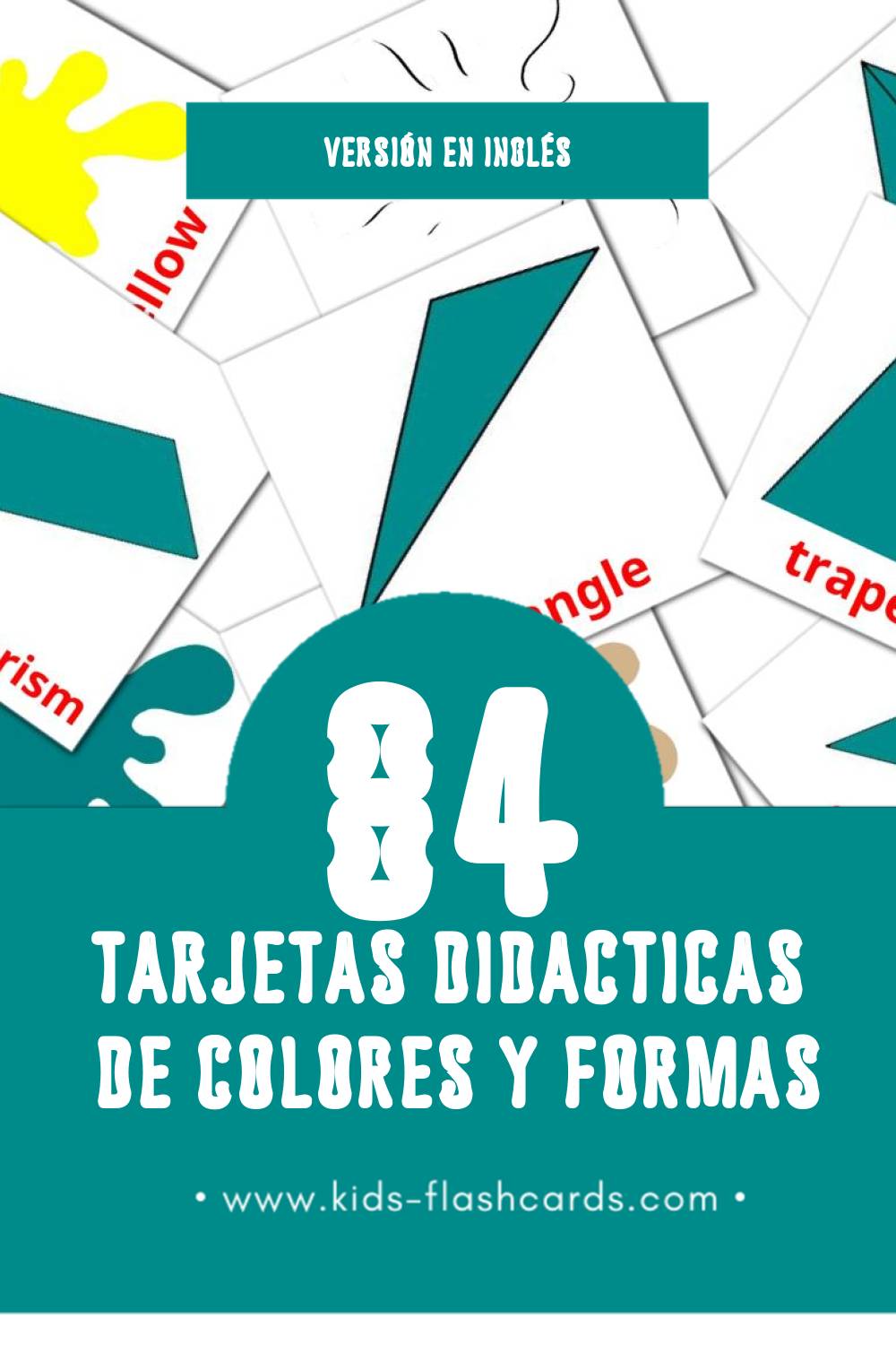 Tarjetas visuales de Colors and shapes para niños pequeños (84 tarjetas en Inglés)