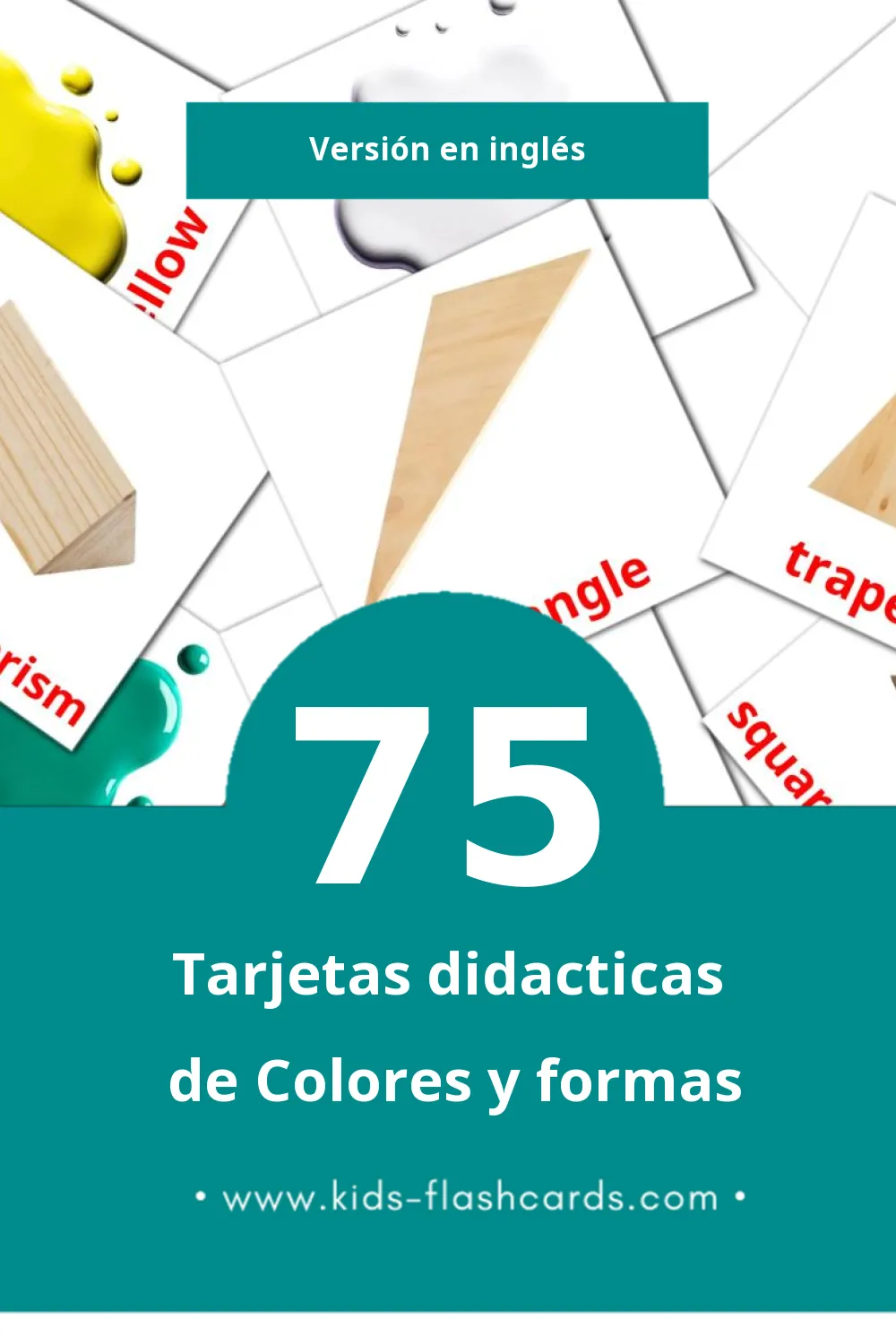 Tarjetas visuales de Colors and shapes para niños pequeños (75 tarjetas en Inglés)