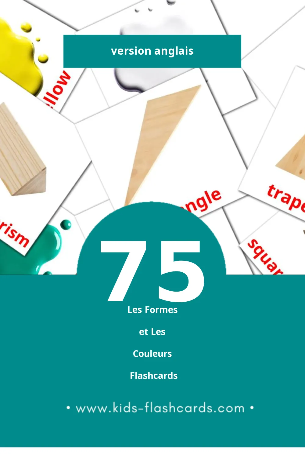 Flashcards Visual Colors and shapes pour les tout-petits (75 cartes en Anglais)