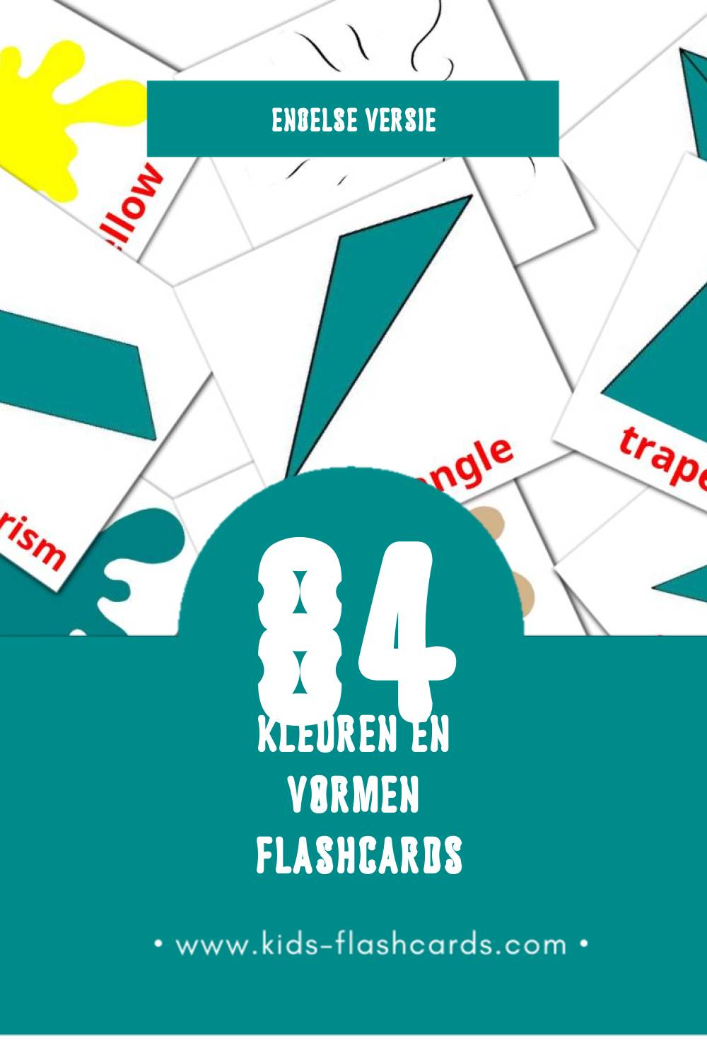Visuele Colors and shapes Flashcards voor Kleuters (84 kaarten in het Engels)