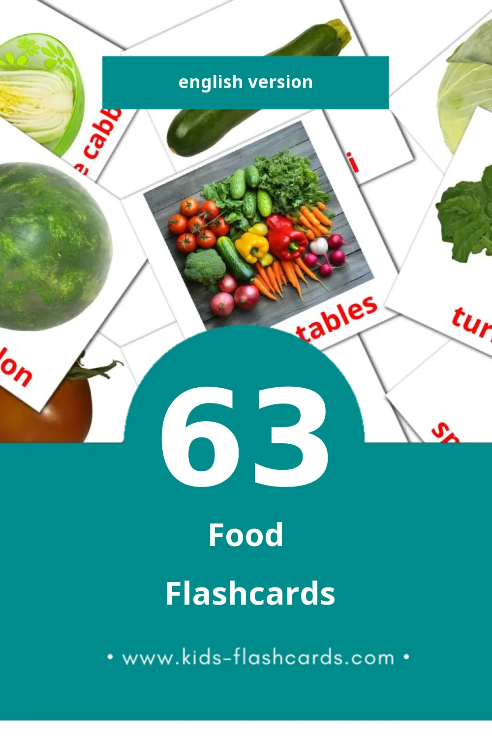 Visual Food Flashcards for Toddlers (63 cards in English)