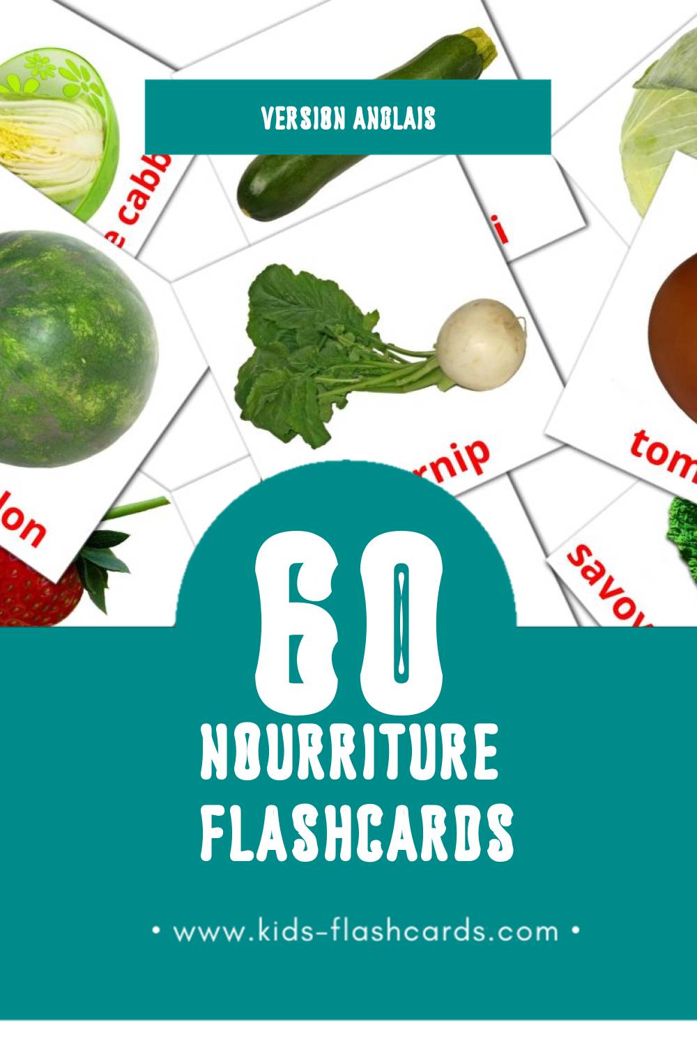 Flashcards Visual Food pour les tout-petits (60 cartes en Anglais)