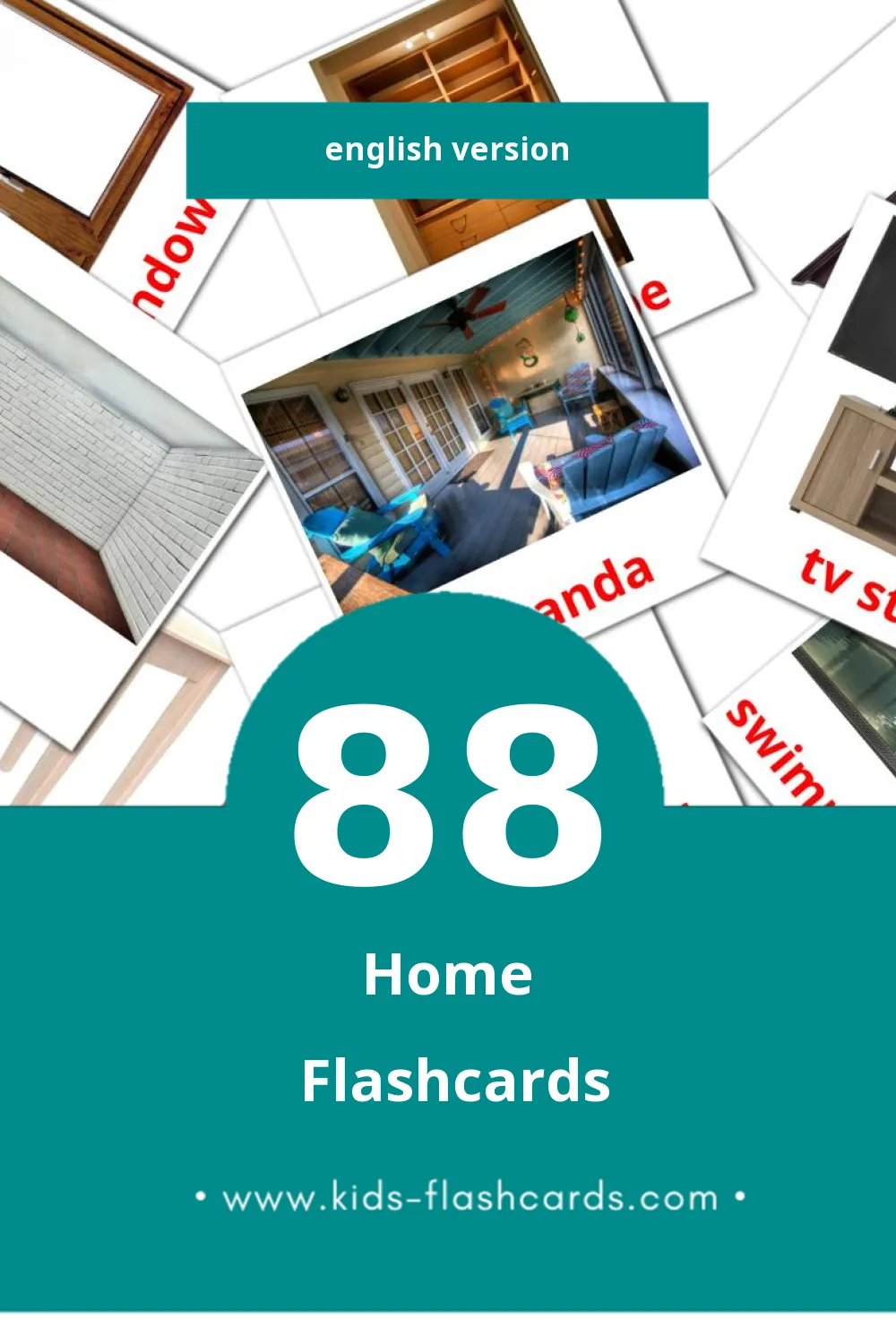 Visual Home Flashcards for Toddlers (88 cards in English)