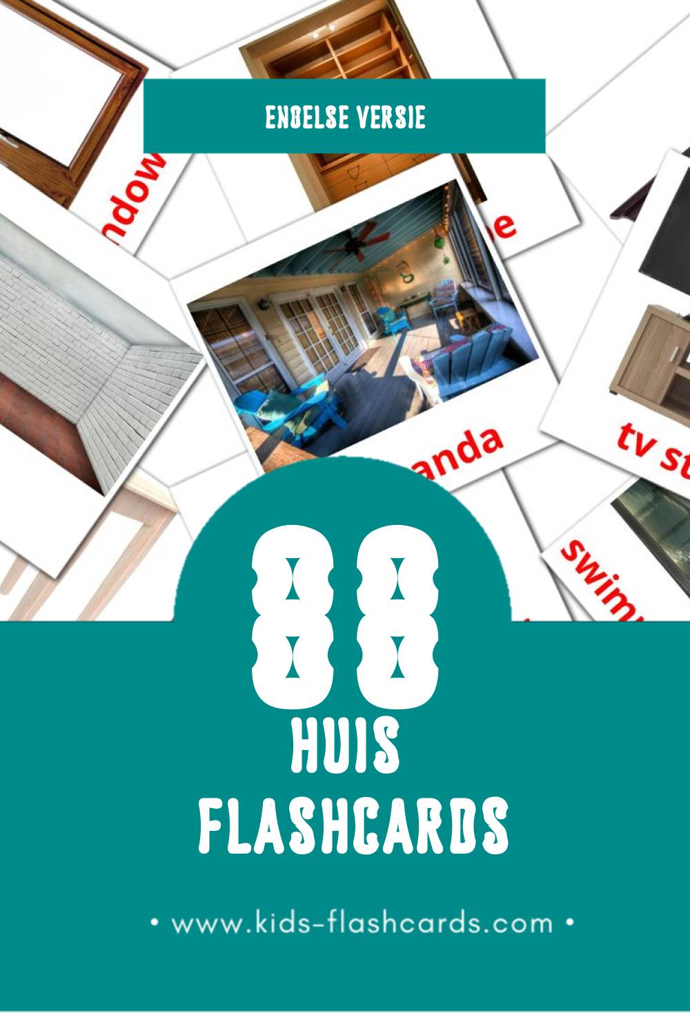 Visuele Home Flashcards voor Kleuters (88 kaarten in het Engels)