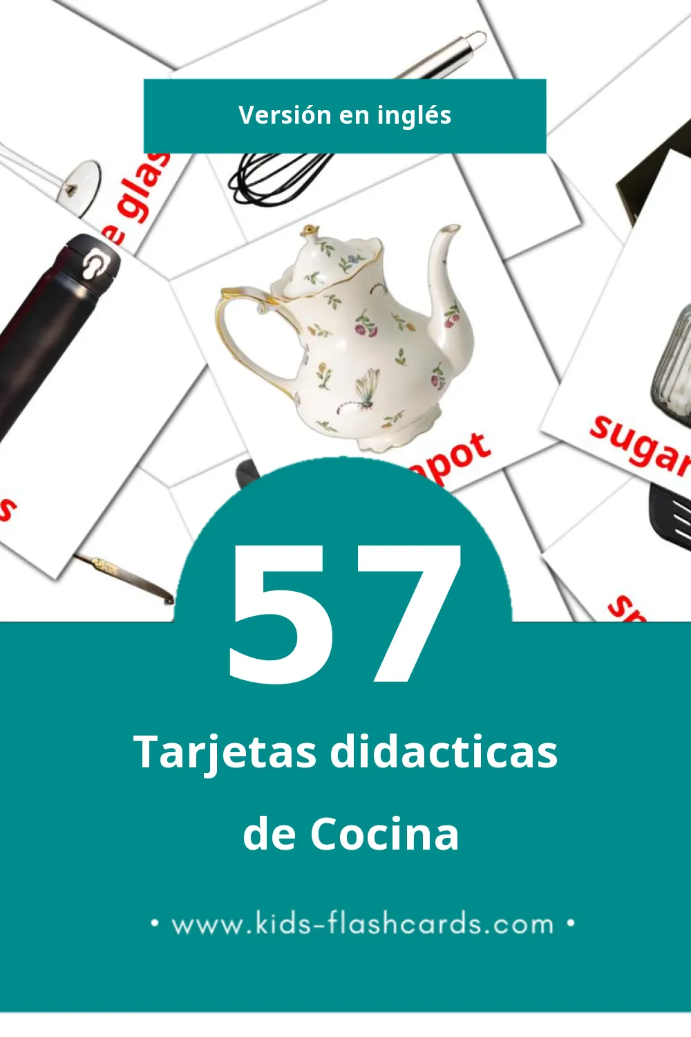 Tarjetas visuales de Kitchen para niños pequeños (57 tarjetas en Inglés)