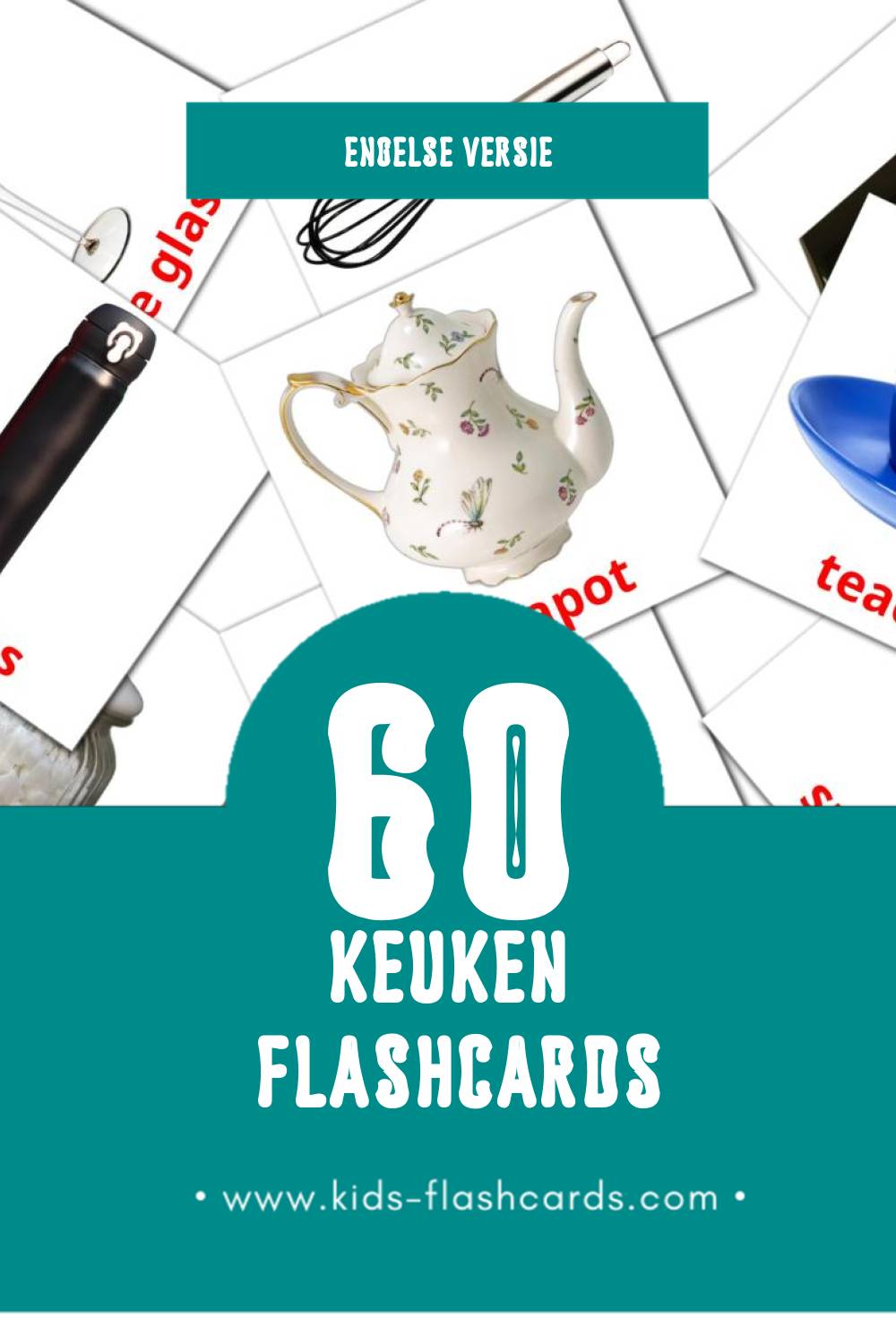 Visuele Kitchen Flashcards voor Kleuters (60 kaarten in het Engels)