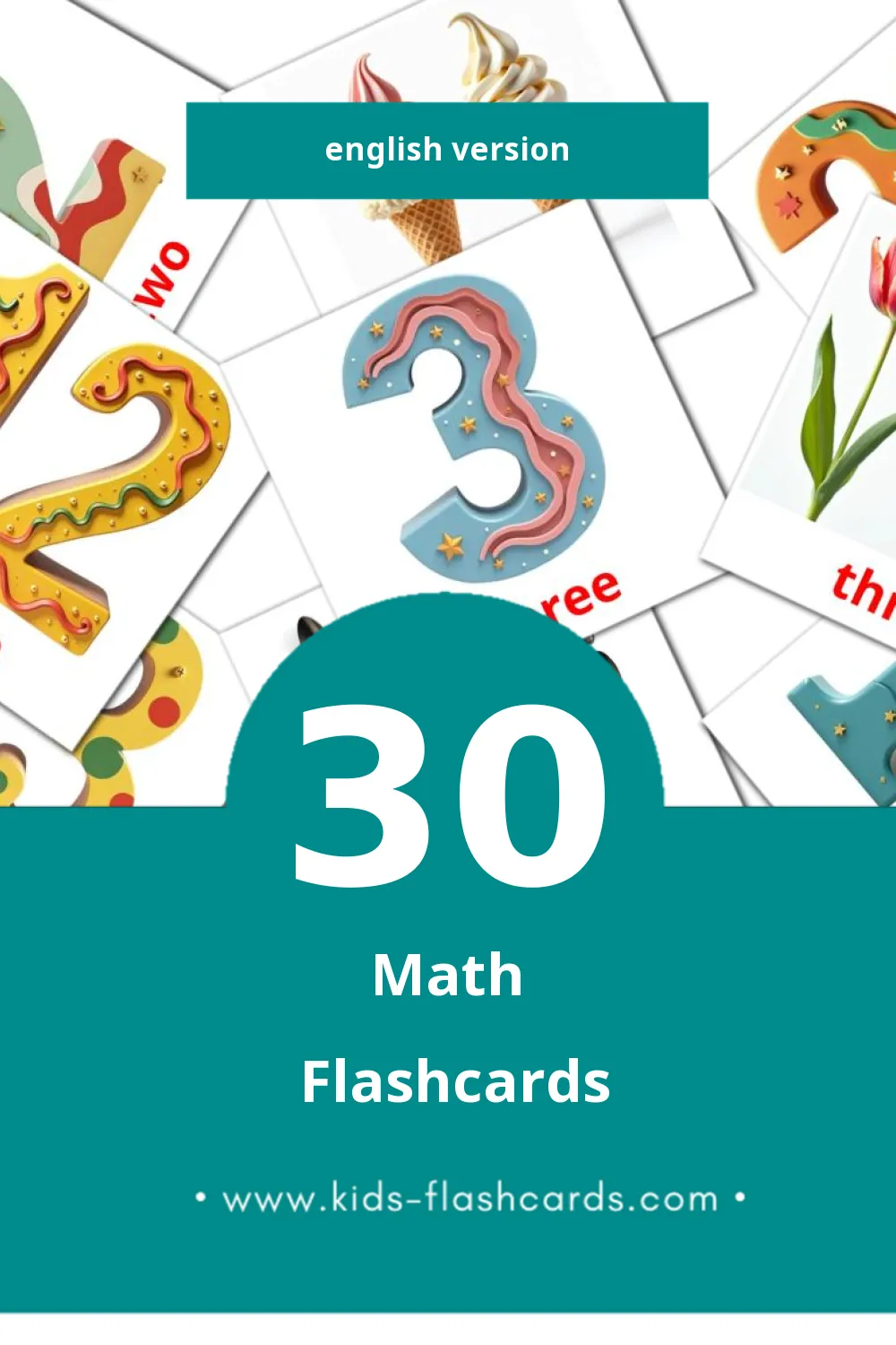 Visual Math Flashcards for Toddlers (30 cards in English)