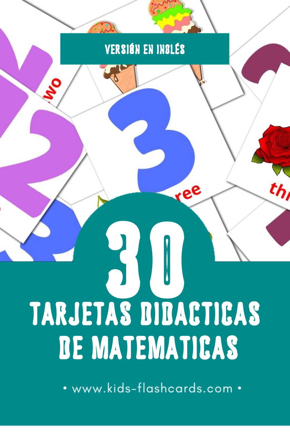 Tarjetas visuales de Math para niños pequeños (30 tarjetas en Inglés)