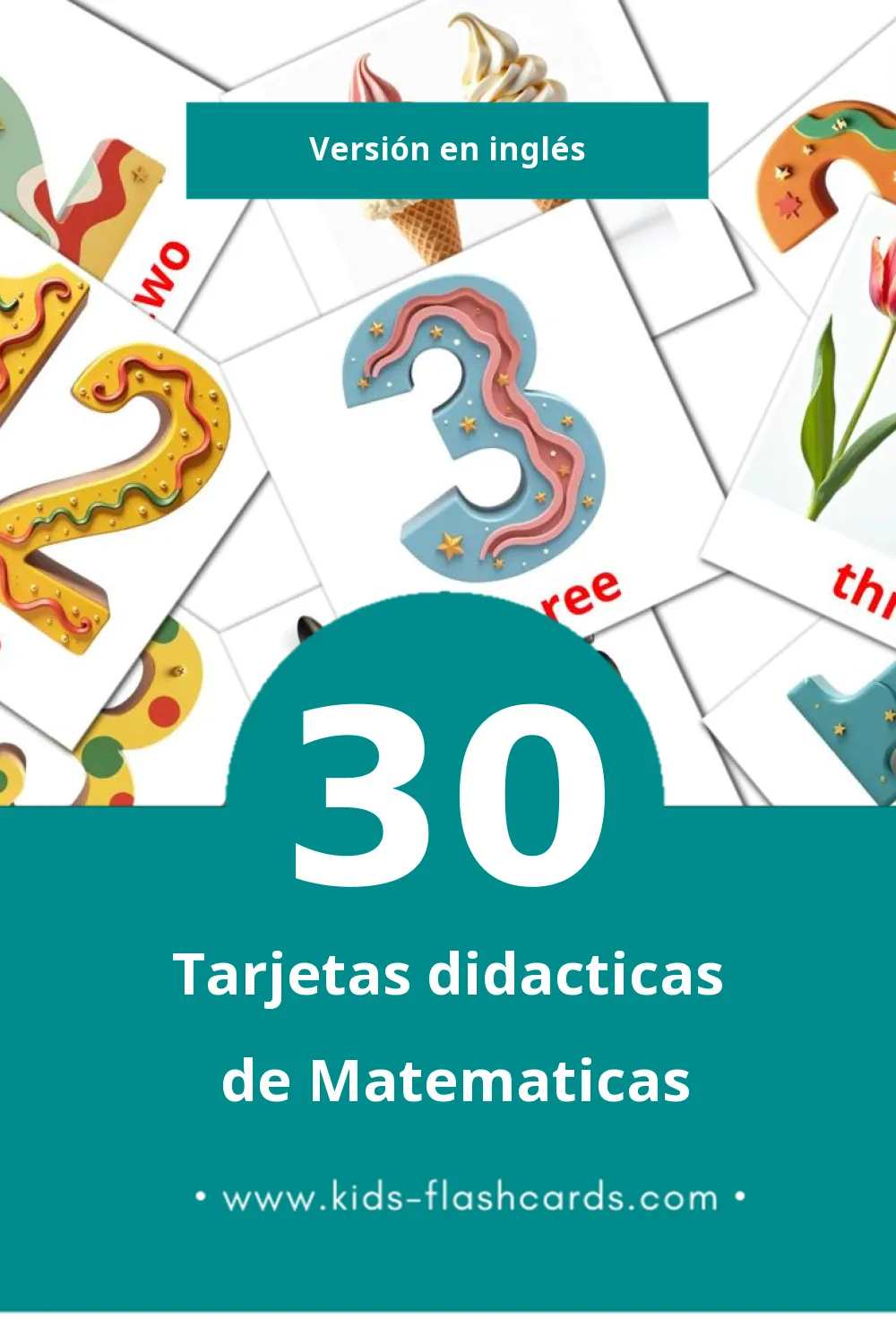 Tarjetas visuales de Math para niños pequeños (30 tarjetas en Inglés)