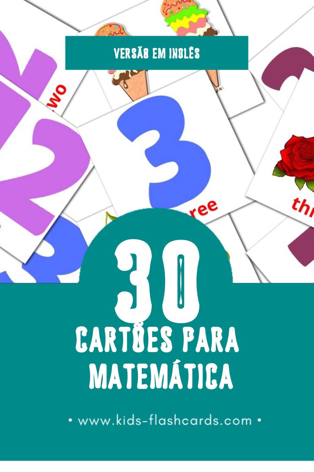 Flashcards de Math Visuais para Toddlers (30 cartões em Inglês)