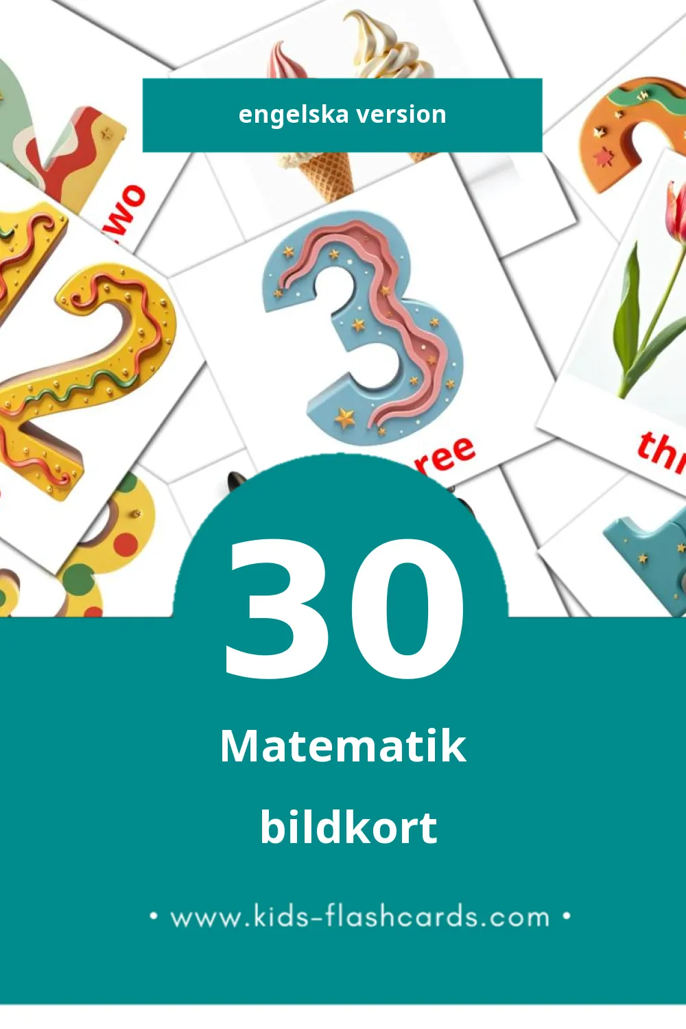 Visuella Math för småbarn (30 bildkort för barn på Engelska)