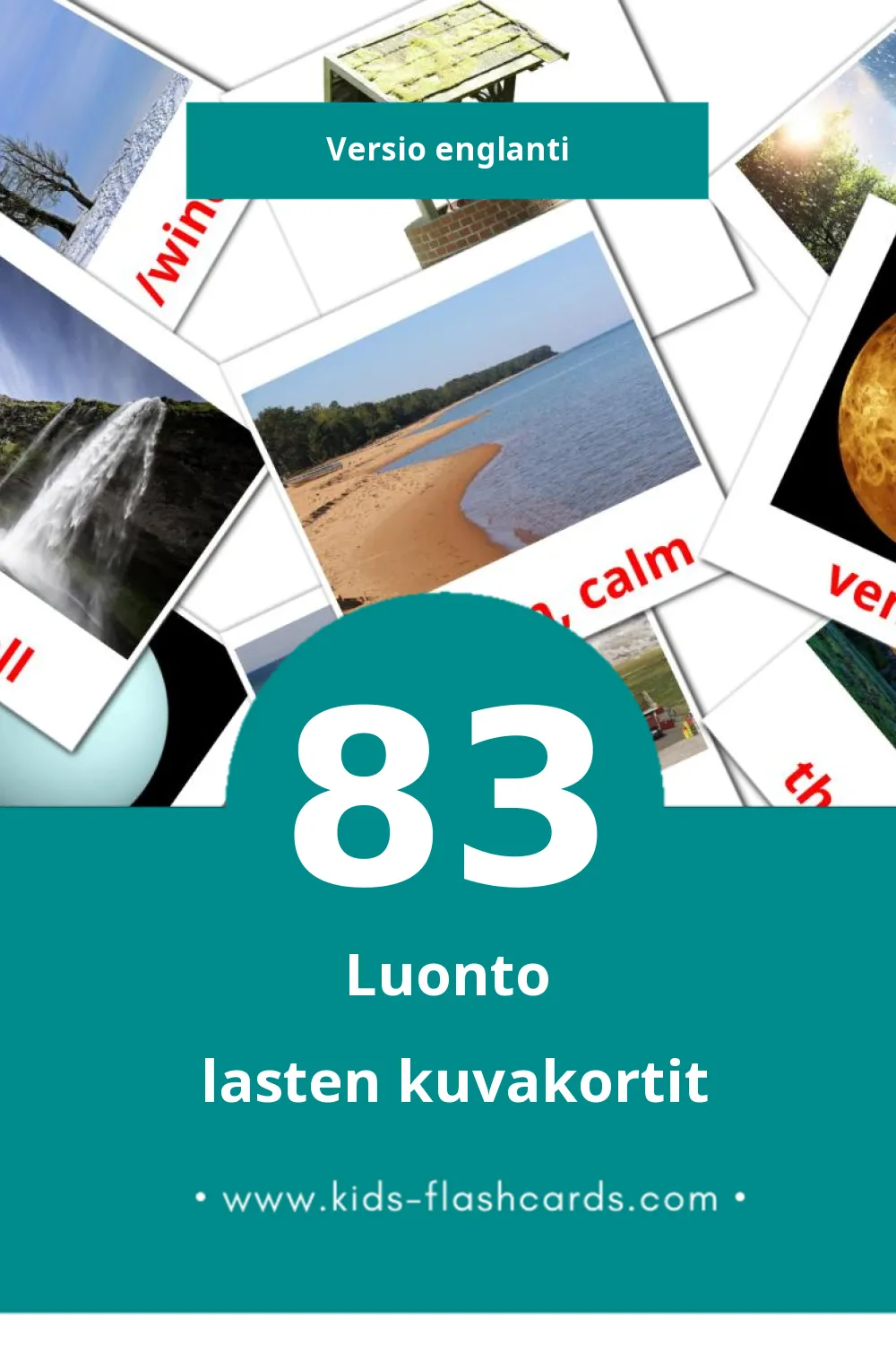 Nature lasten kuvakortit pikkulapsille (83 korttia Englantiksi)