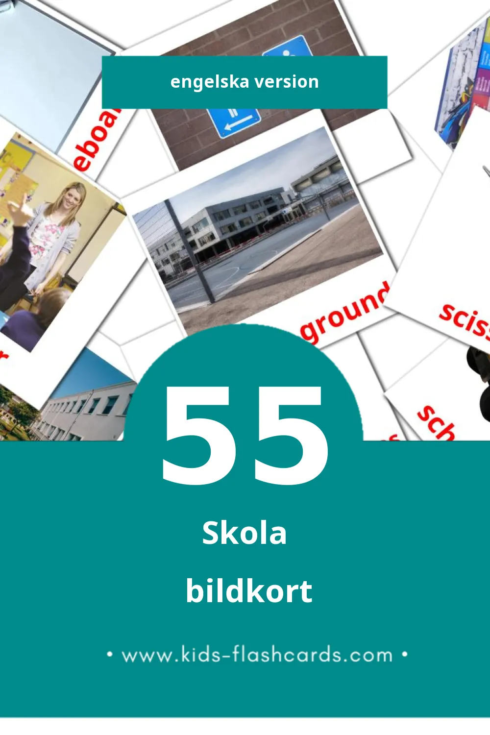 Visuella School för småbarn (55 bildkort för barn på Engelska)