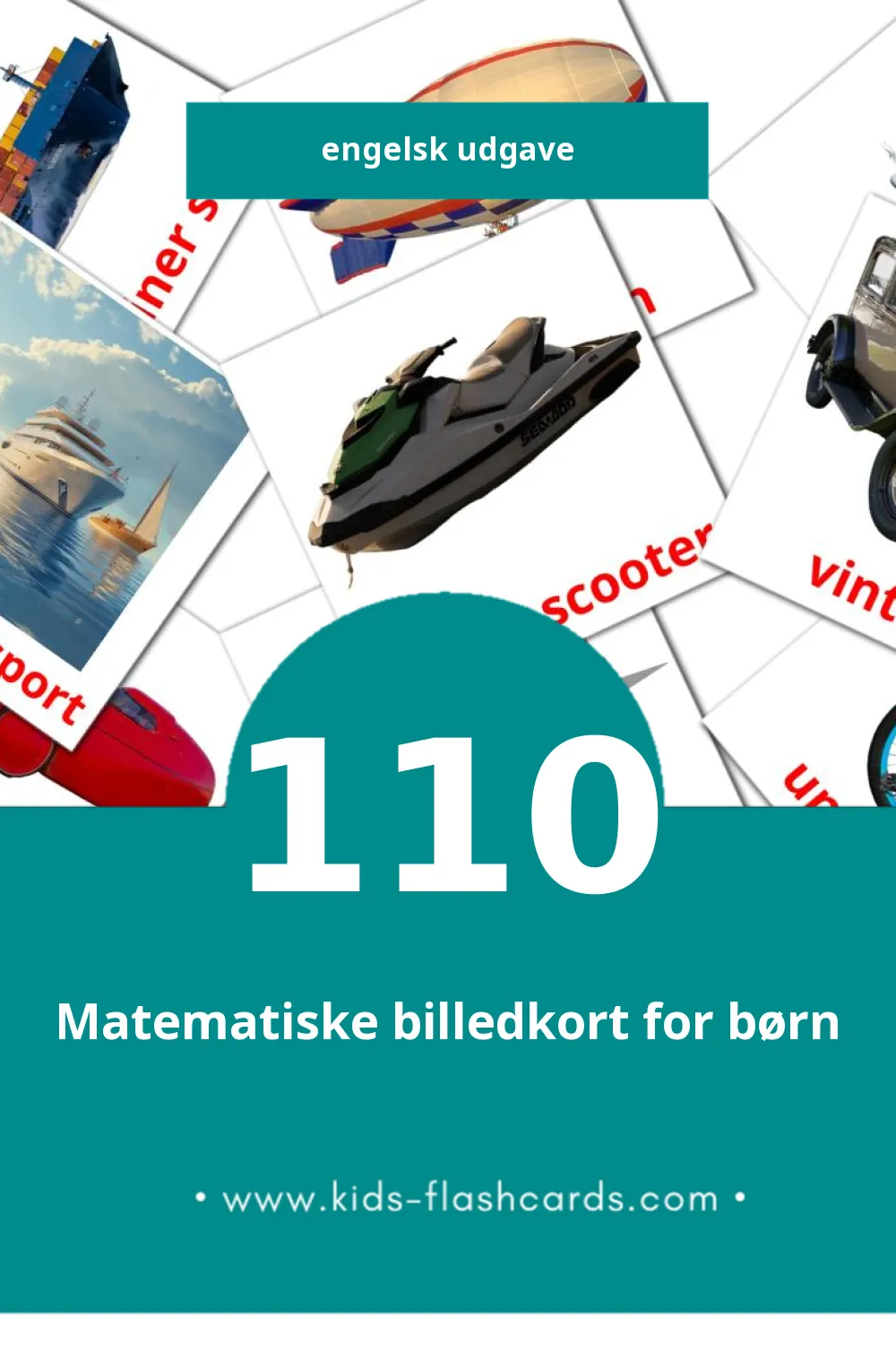 Visuelle billedkort for børn om Transport til småbørn (110 kort på Engelsk)