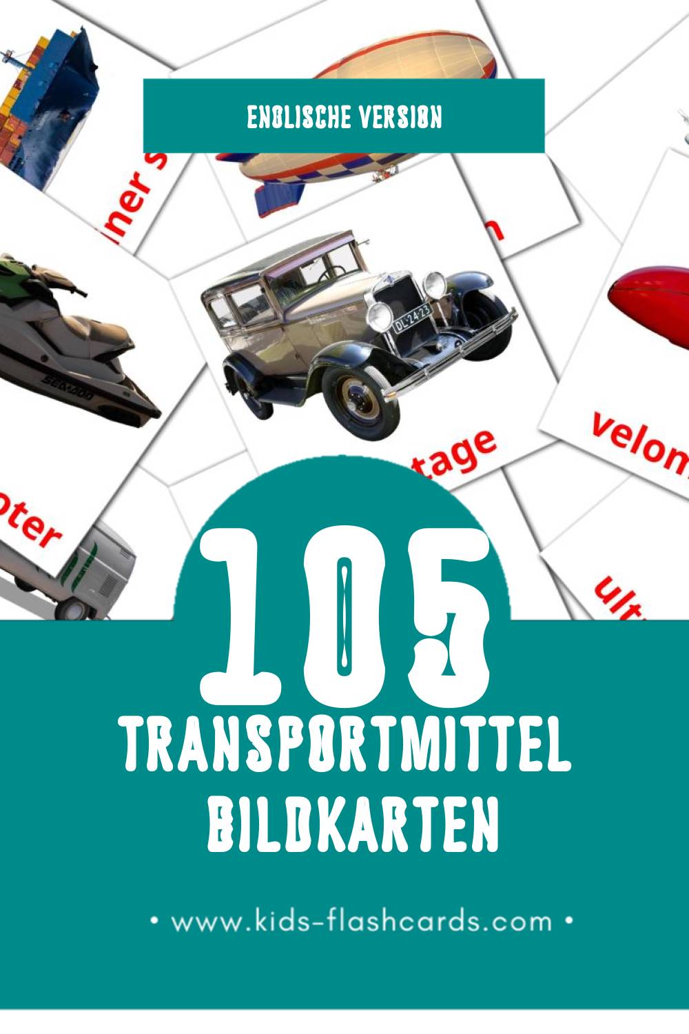 Visual Transport Flashcards für Kleinkinder (108 Karten in Englisch)